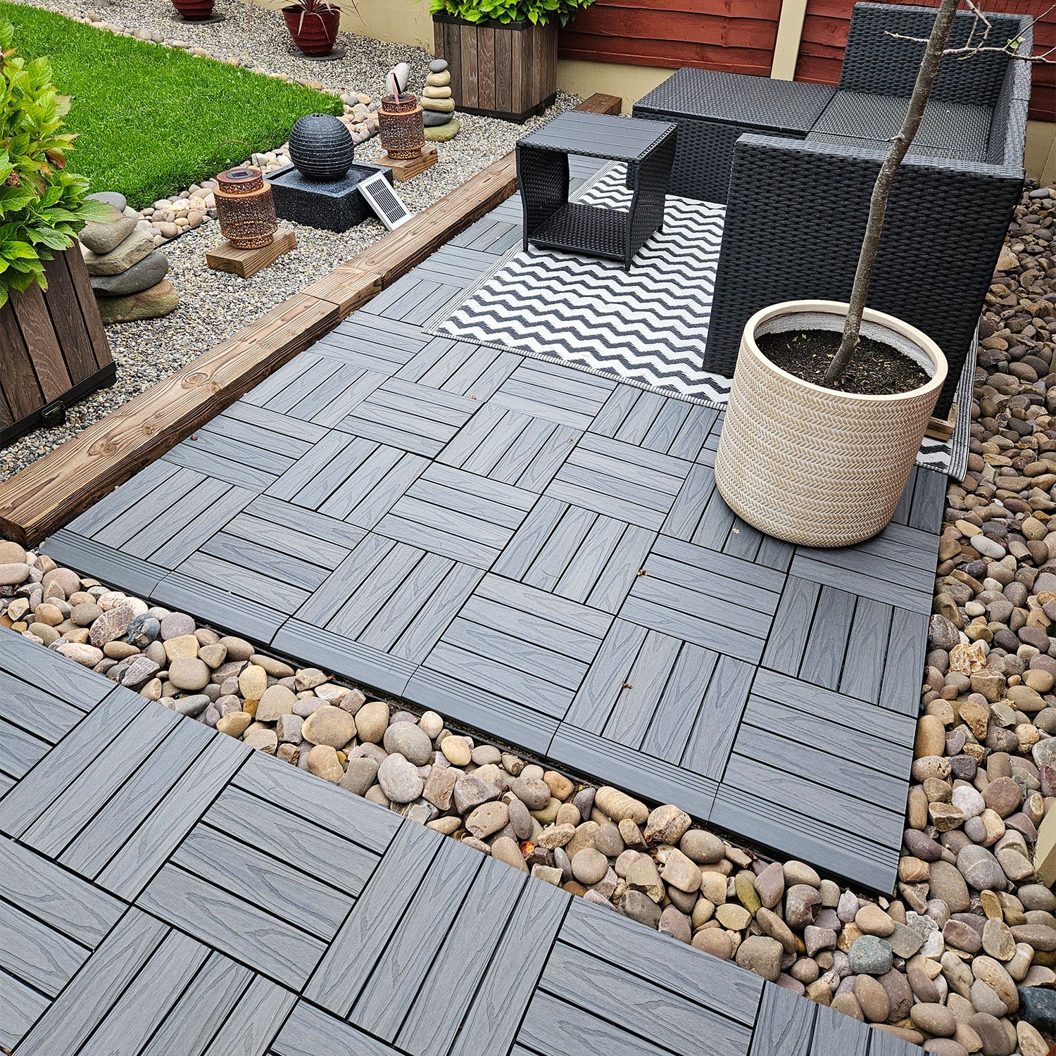 neotimber composite deck tiles - grey