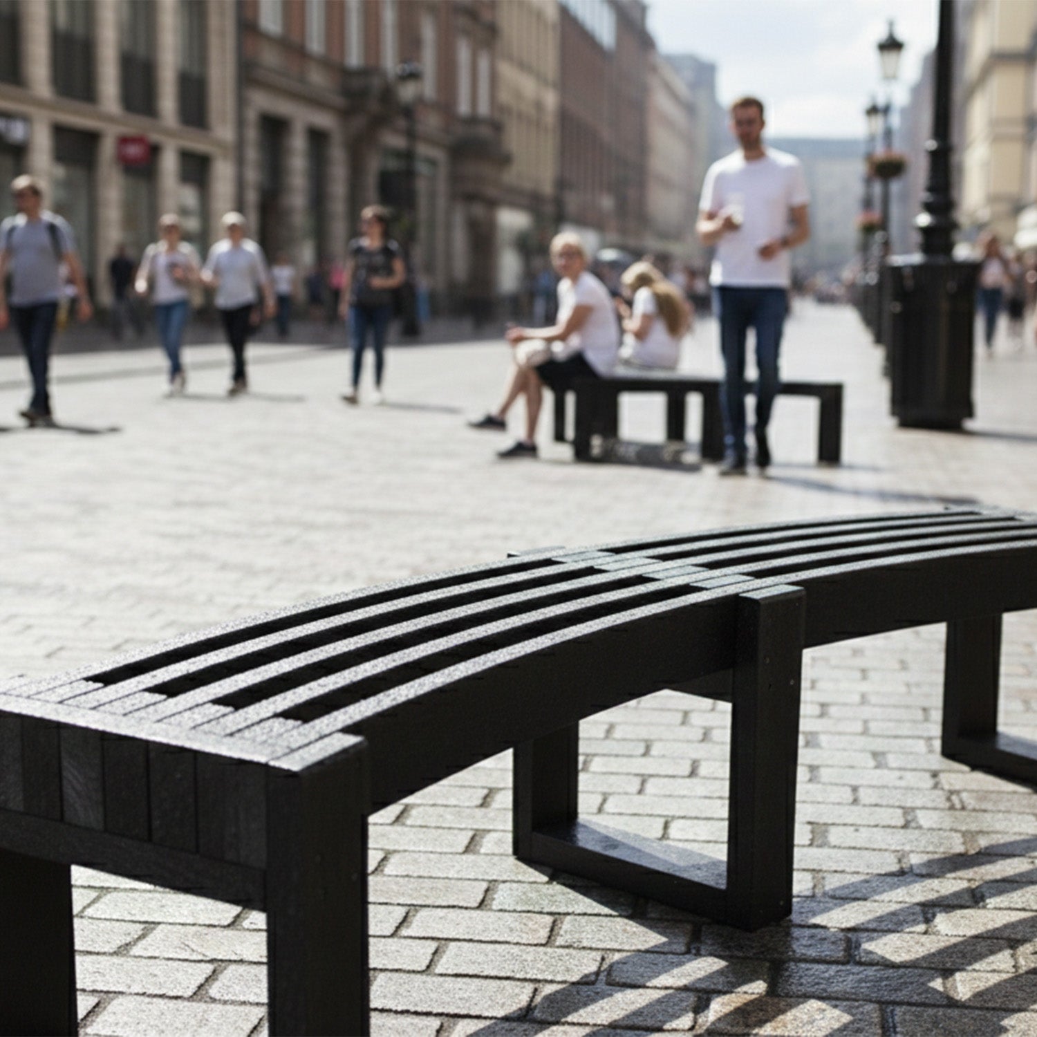 Recycled Plastic Curved Edge Bench - Durable In Exposed Conditions