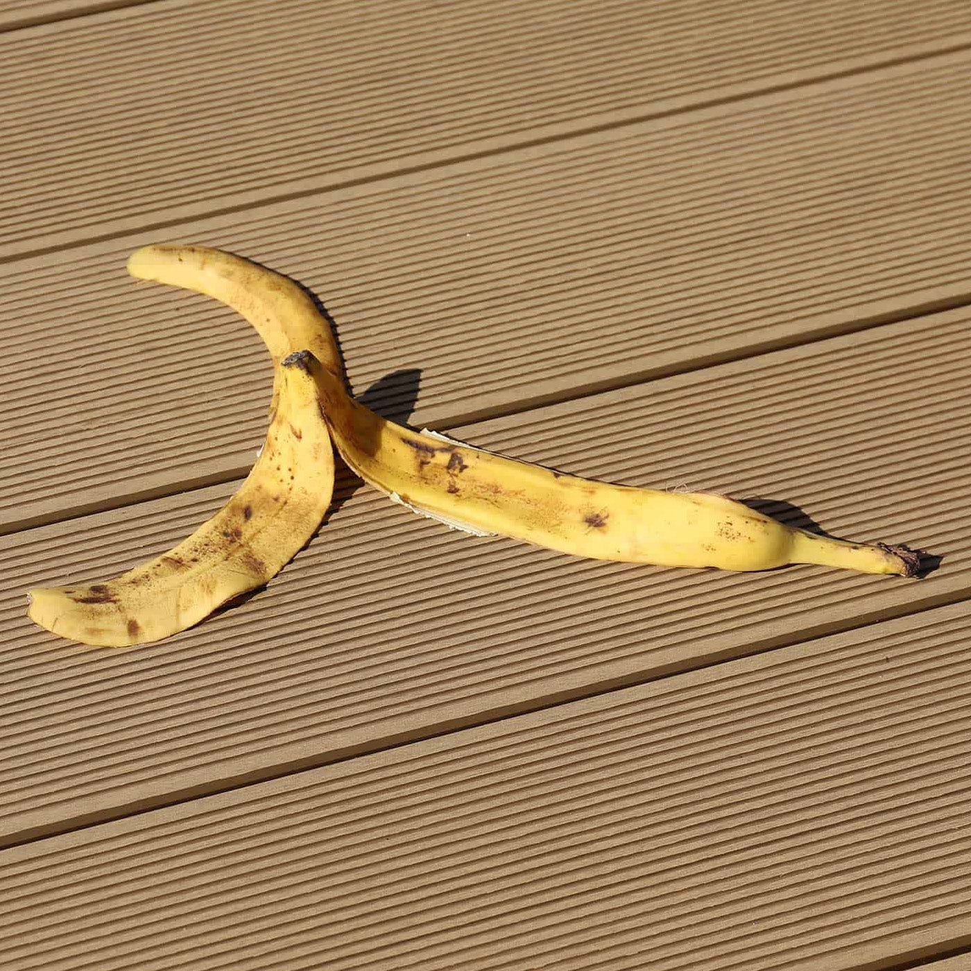 Banana Peel On A Grooved Composite Decking Surface