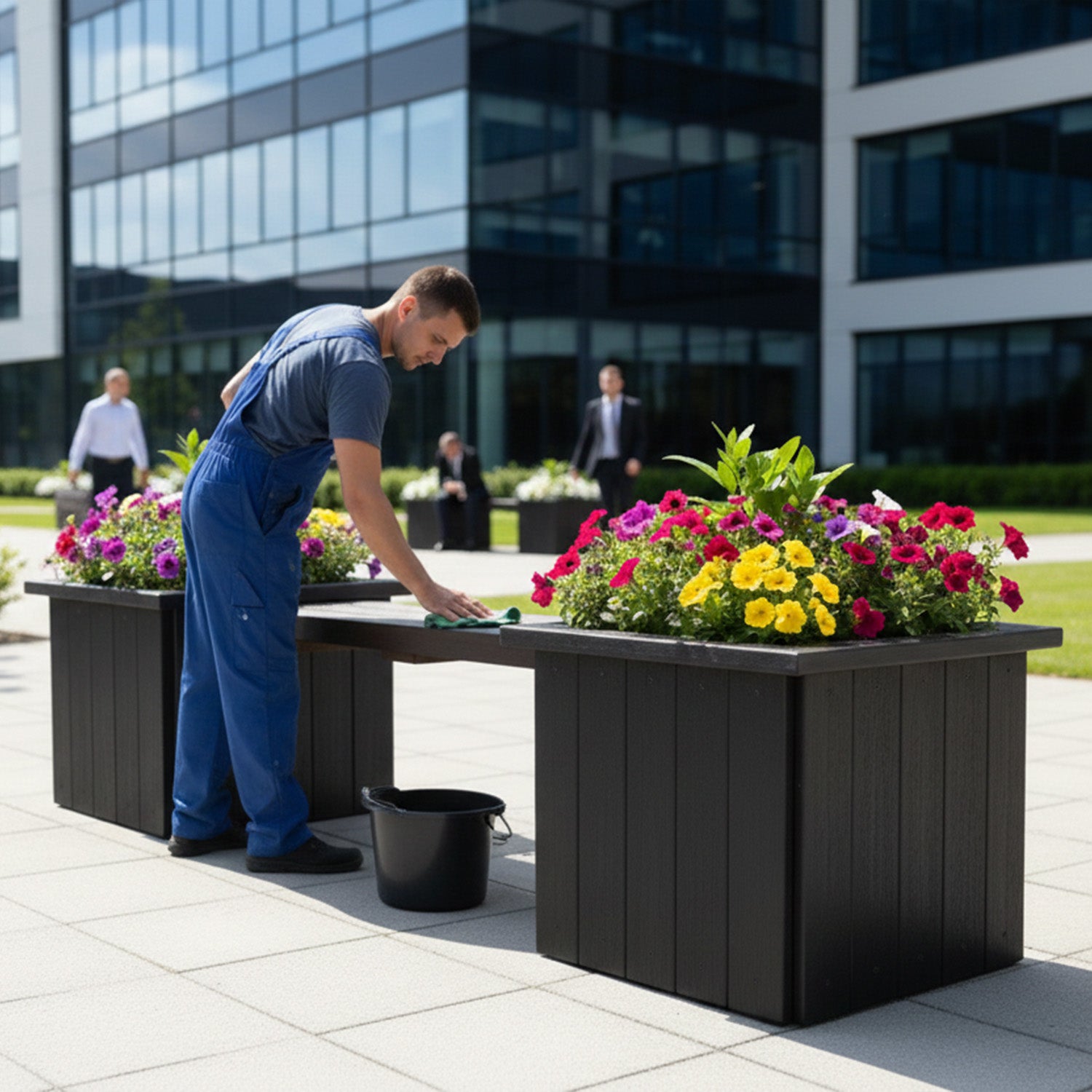 Recycled Plastic Planter Bench – No Staining or Sealing Required