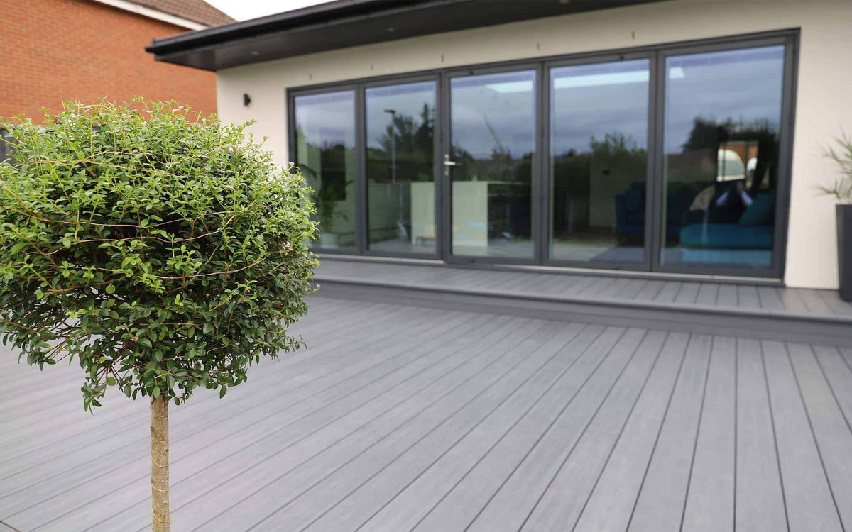 grey composite garden decking