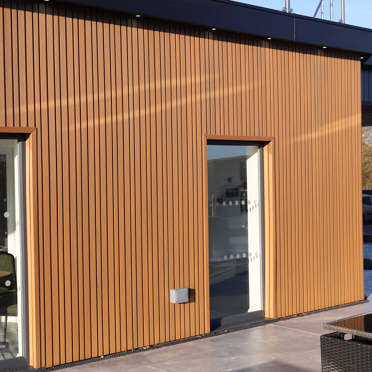 Board & Batten Slatted Composite Cladding Board - Teak Commercial Project