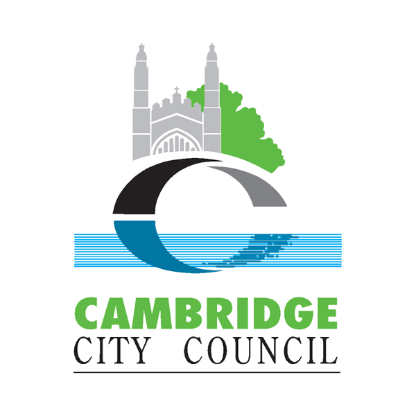 Logo of Cambridge City Council with a castle, trees, and river design on a white background.