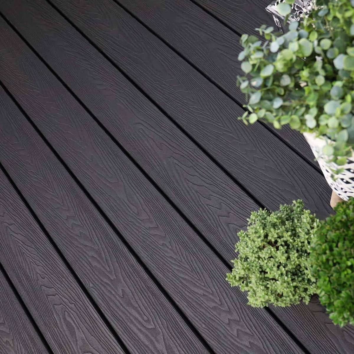 NeoTimber Classic Hollow Composite Decking – Charcoal – Lifestyle Deck View
