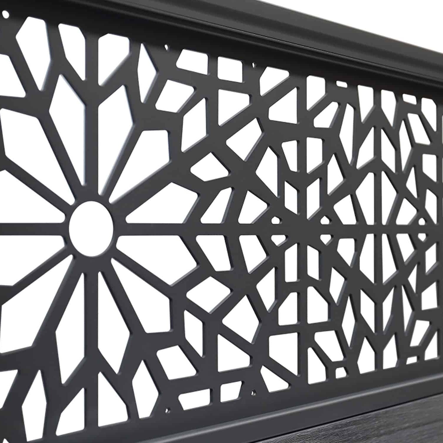 NeoTimber Deluxe Composite Fence Panel Set With Geometric Design – Symmetrical Pattern Design