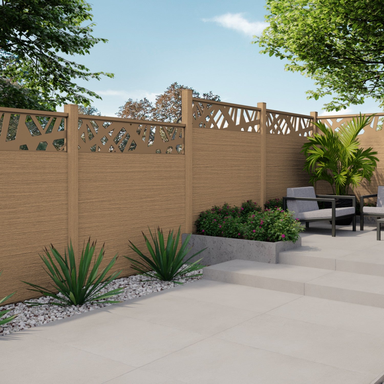 NeoTimber Deluxe Composite Fence Panel Set With Contemporary Design – Clean Modern Finish