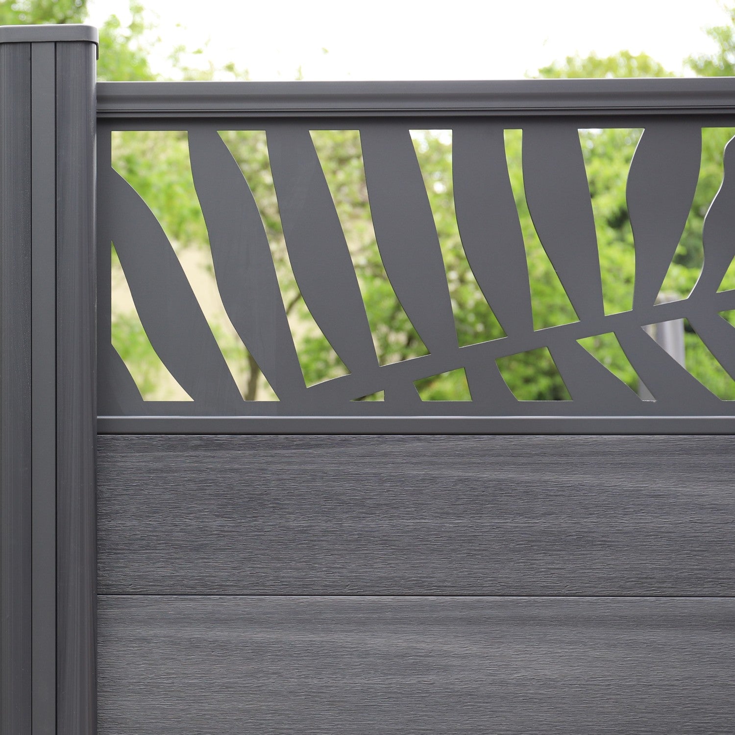 NeoTimber Deluxe Composite Fence Panel Set With Leaf Design – Choice Of Fence Post Options