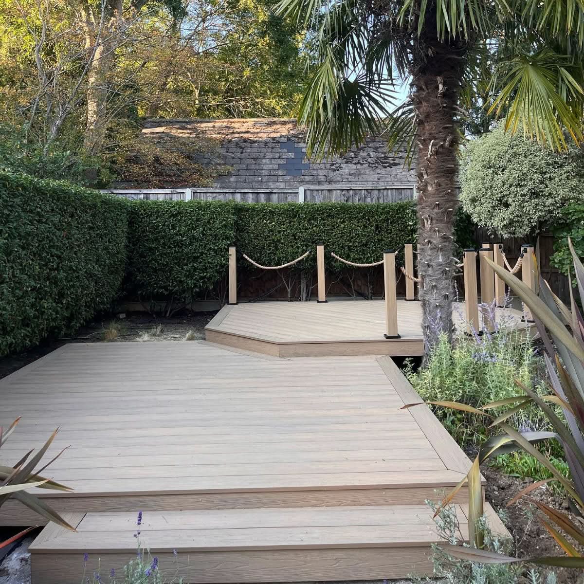 NeoTimber Deluxe Hollow Composite Decking – Oak – Lifestyle Deck View