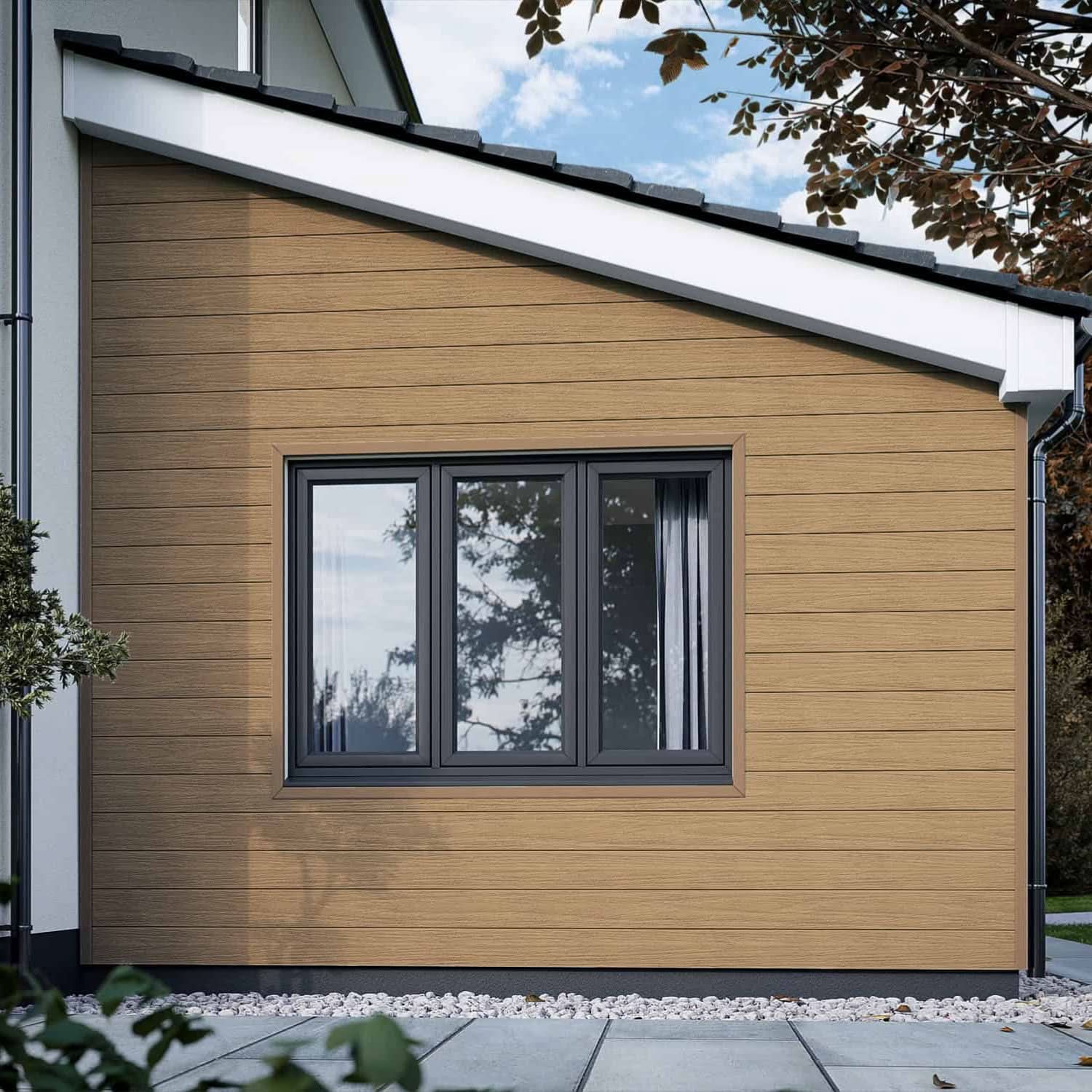 NeoTimber Deluxe Woodgrain Composite Cladding Board – Oak – Lifestyle Cladding View