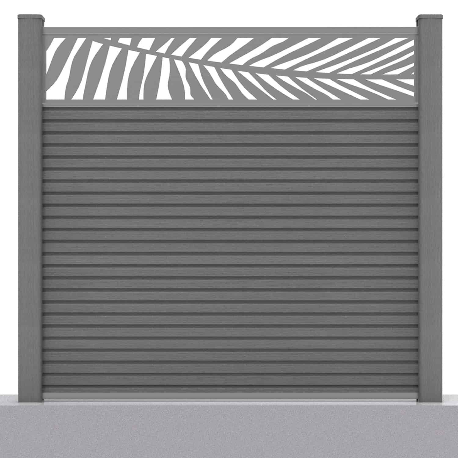 Slatted composite fence panel set - leaf design