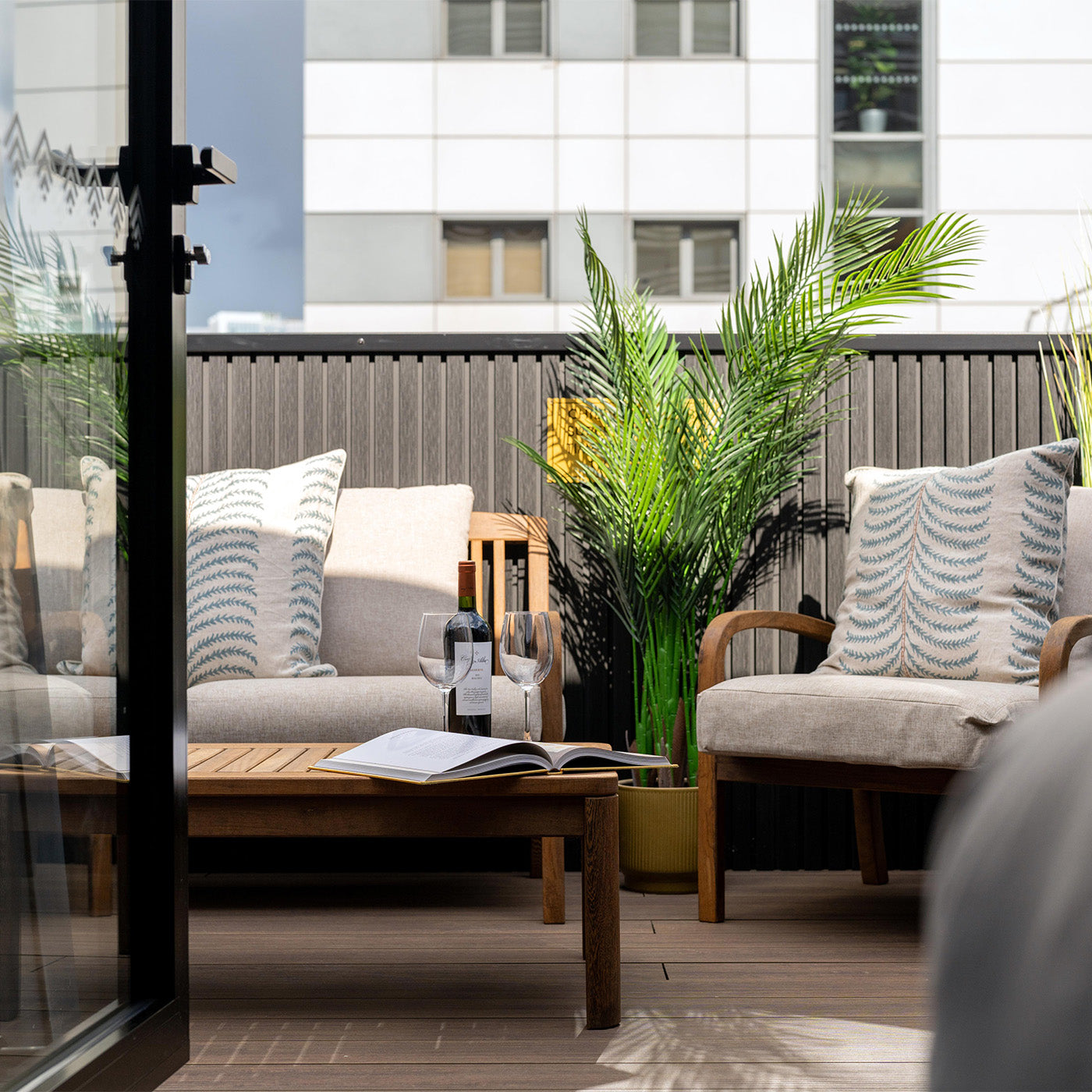 commercial aluminium decking installation on a hotel balcony