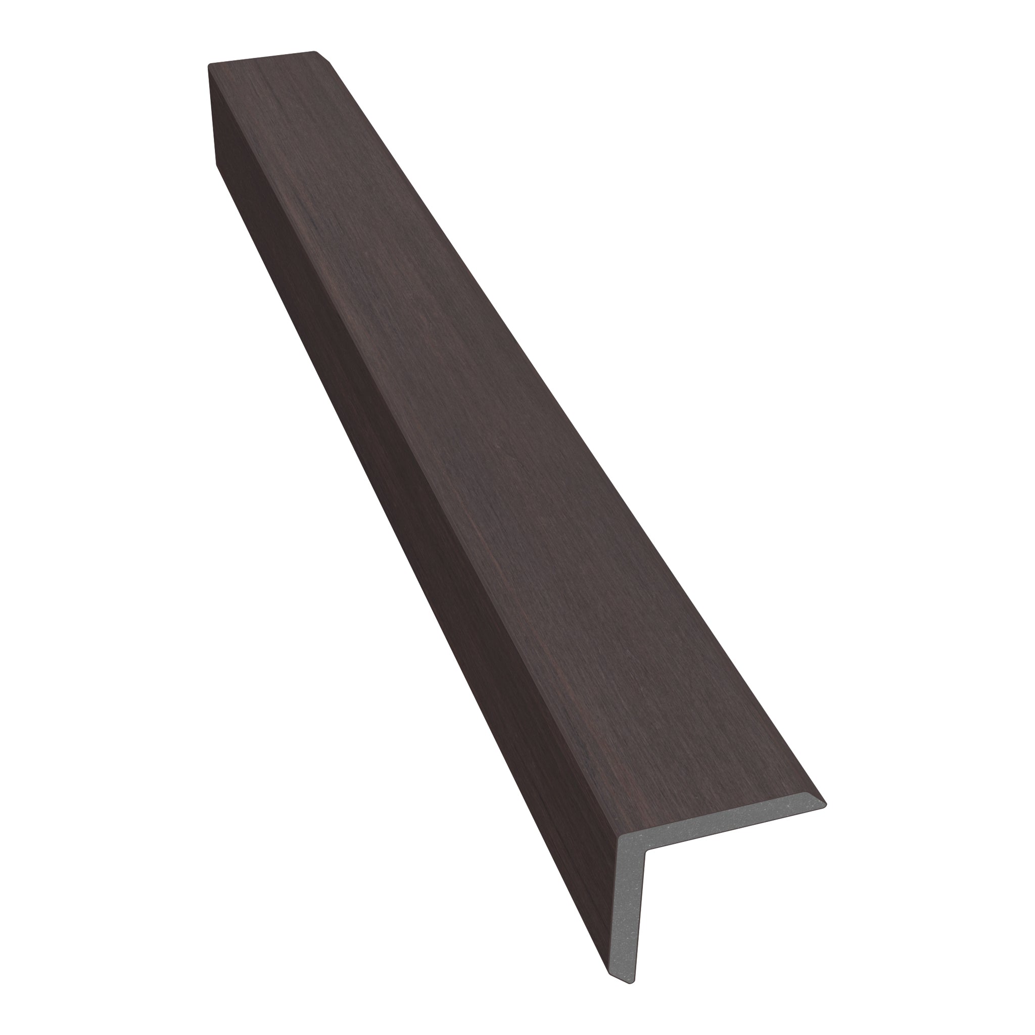 NeoTimber Deluxe & Slatted Composite Cladding Corner Trim – Chocolate – Angled Close Up