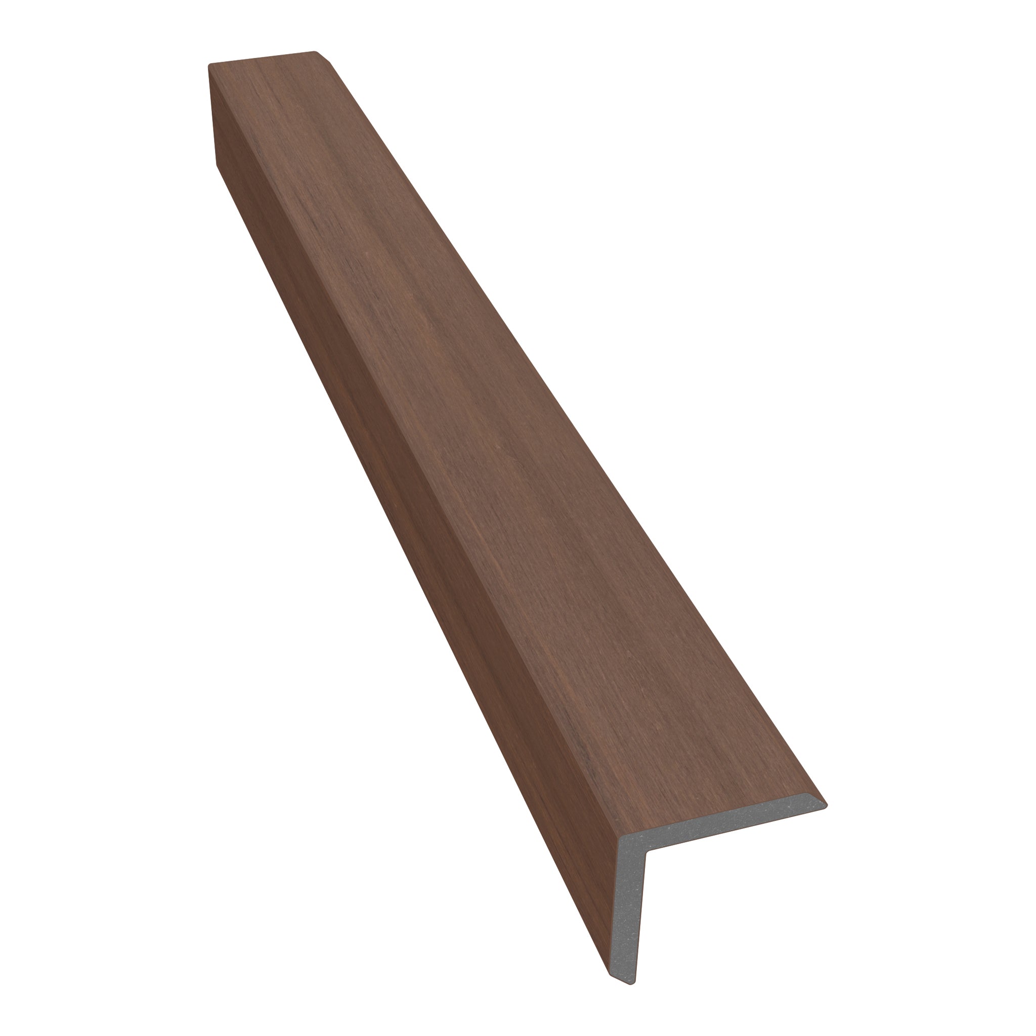 NeoTimber Deluxe & Slatted Composite Cladding Corner Trim – Teak – Angled Close Up