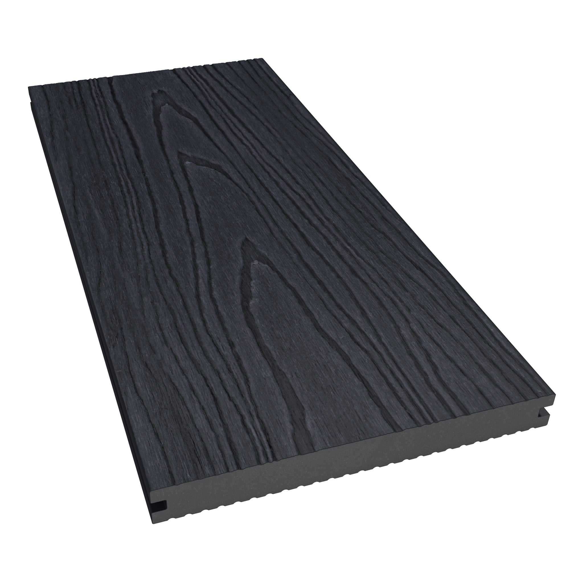 NeoTimber Deluxe Wide Composite Deck Board – Charcoal – Angled Close Up