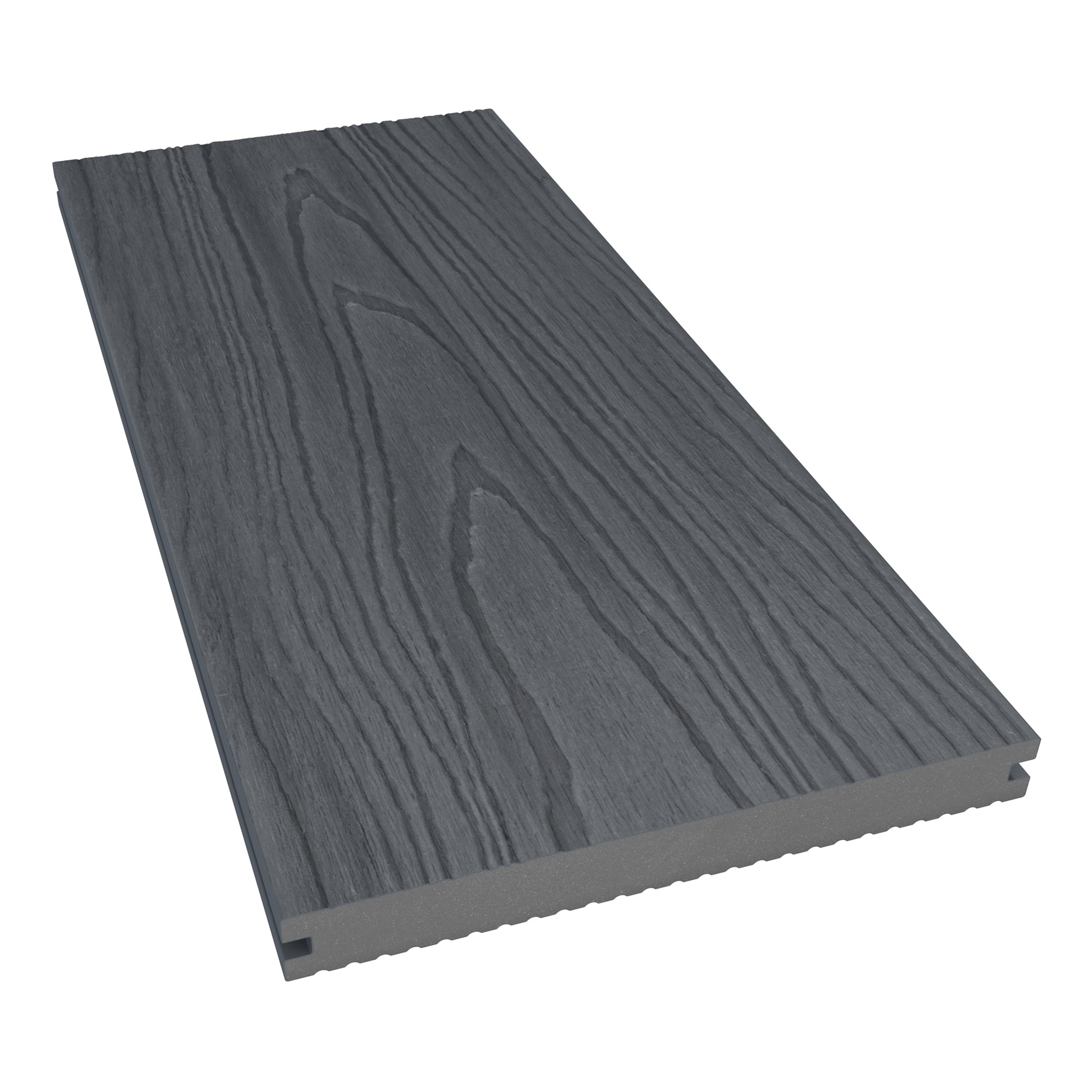 NeoTimber Deluxe Wide Composite Deck Board – Grey – Angled Close Up