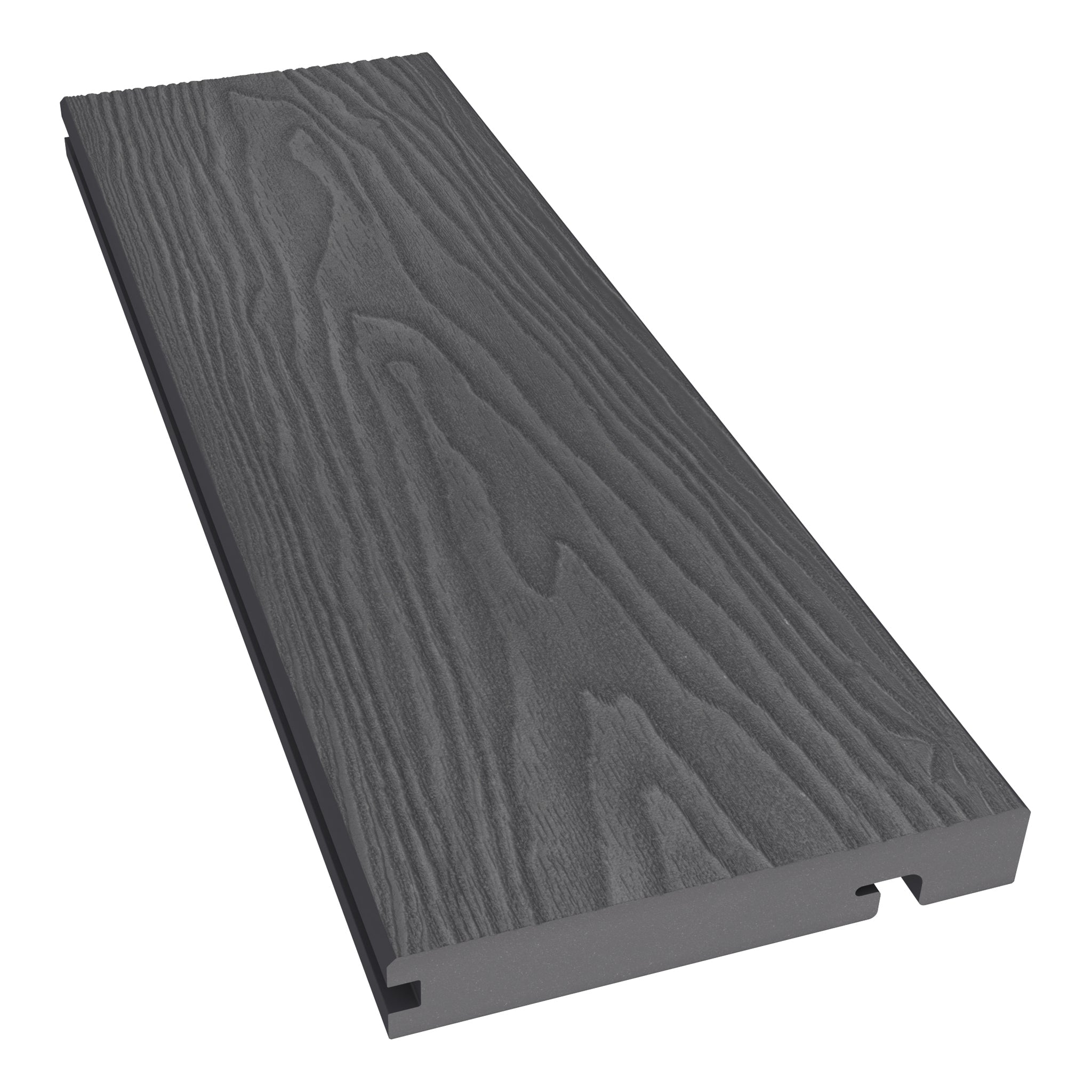 NeoTimber Classic Woodgrain Composite Decking Edge Board – Grey – Non-FSC Clearance – Angled Close Up
