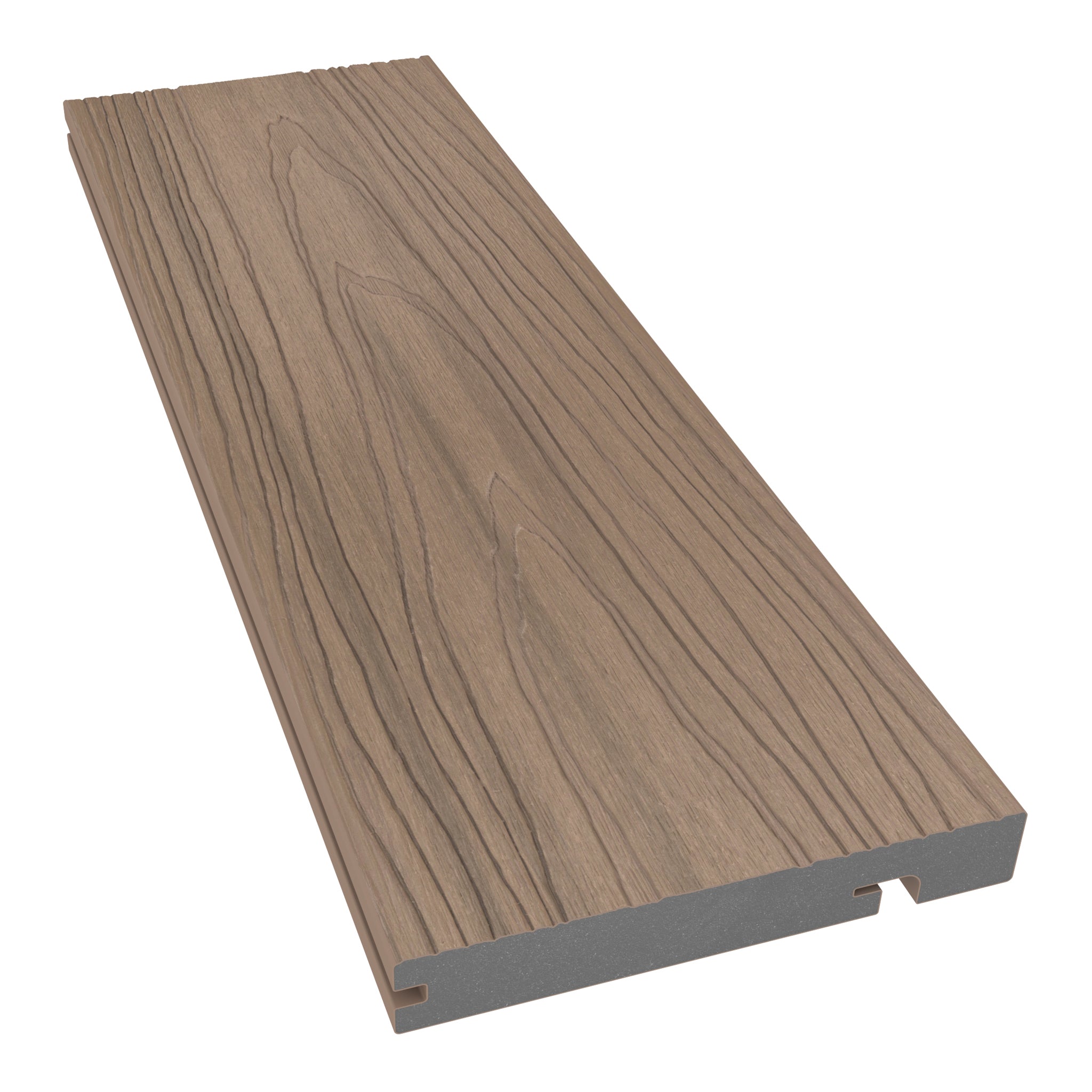 NeoTimber Deluxe Woodgrain Composite Decking Edge Board – Oak –  Angled Close Up