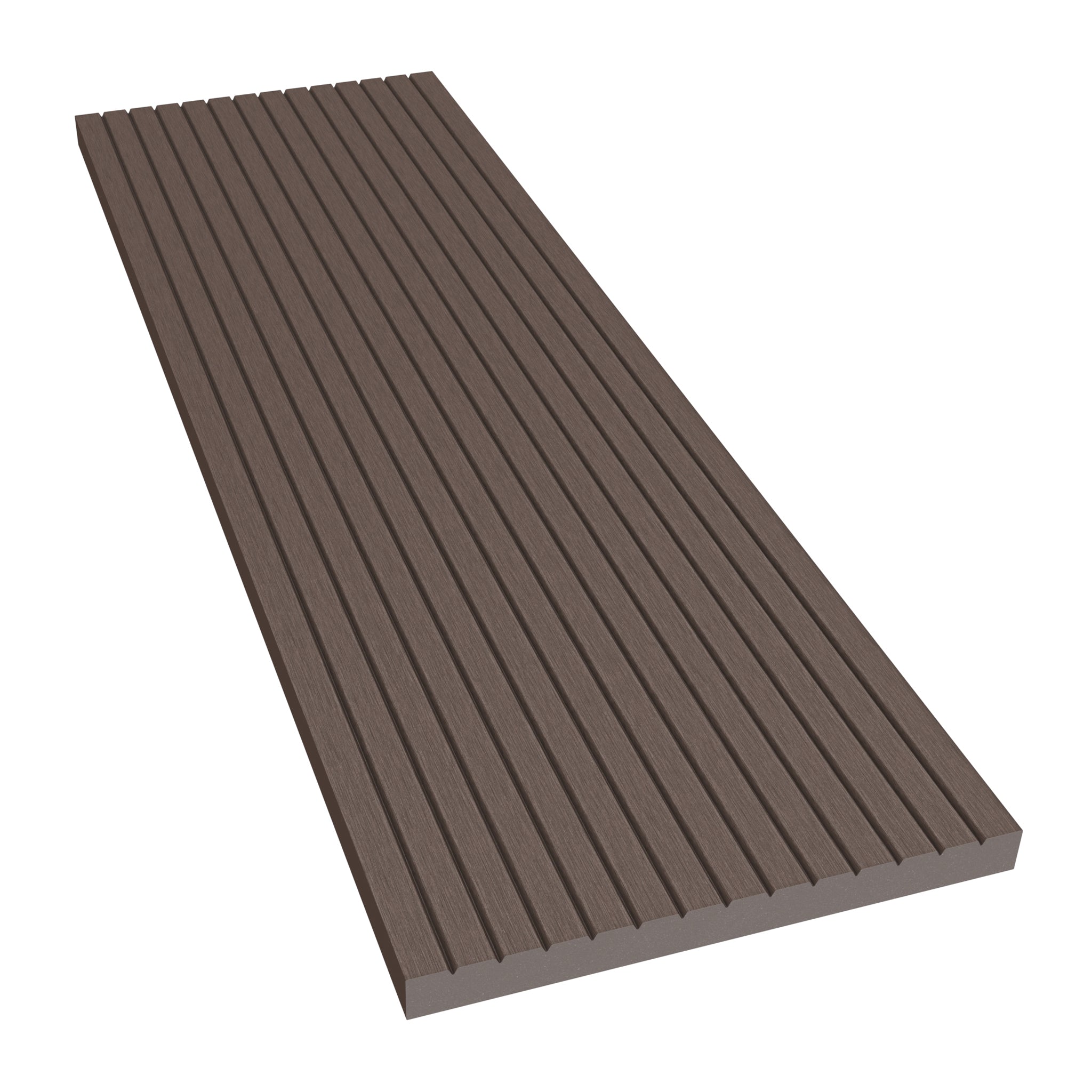 NeoTimber Classic Composite Decking Fascia Board - Chocolate – Angled Close Up - Grooved