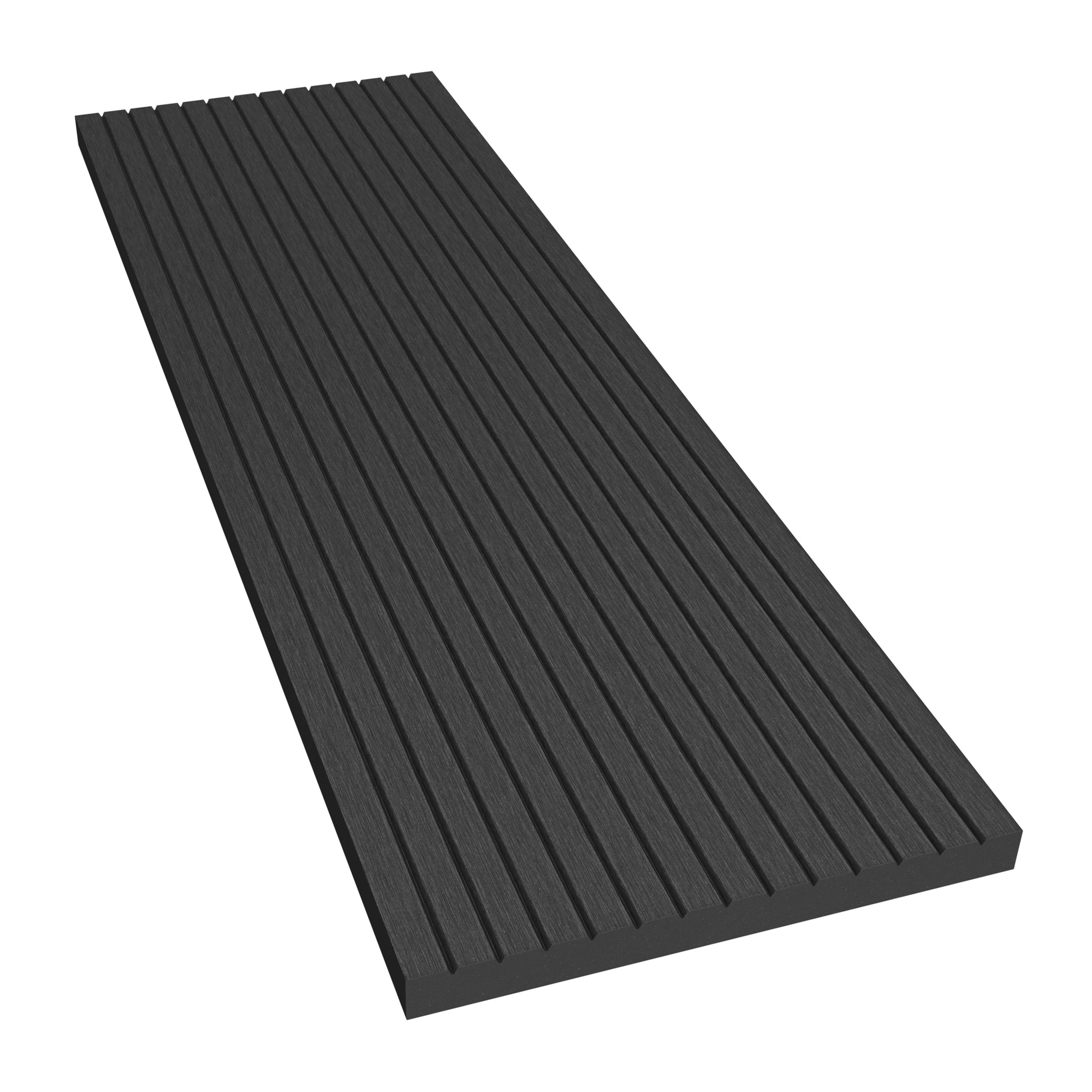 NeoTimber Classic Composite Cladding Fascia Board – Charcoal – Angled Close-Up - Grooved