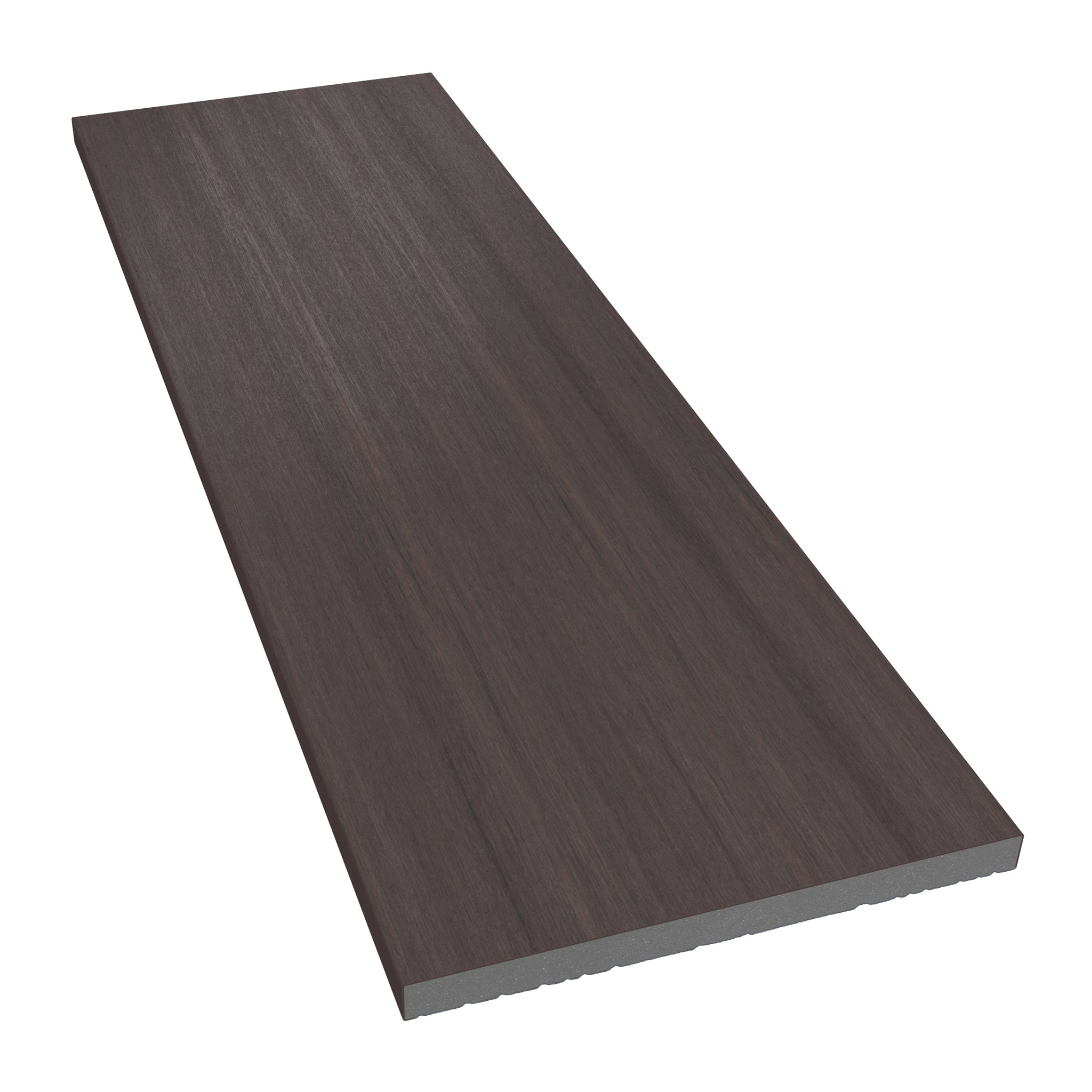 NeoTimber Deluxe Composite Decking Fascia Board – Chocolate – Angled Close Up - Reversed 