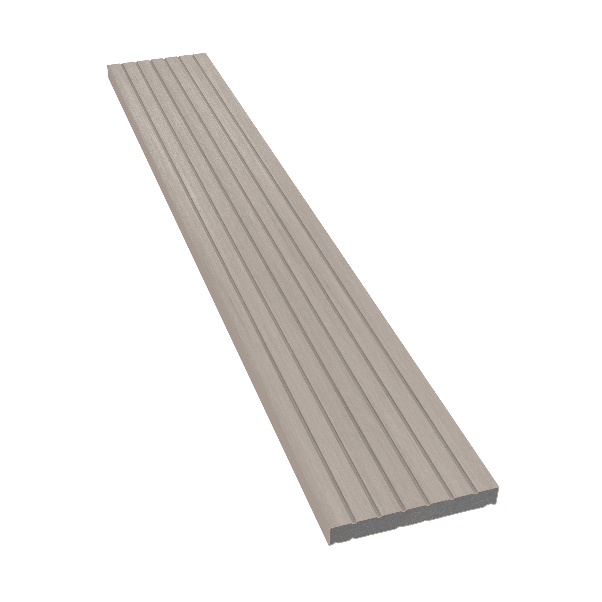 NeoTimber Deluxe Composite Decking Skirting Trim – Ash White – Angled Close Up - Grooved