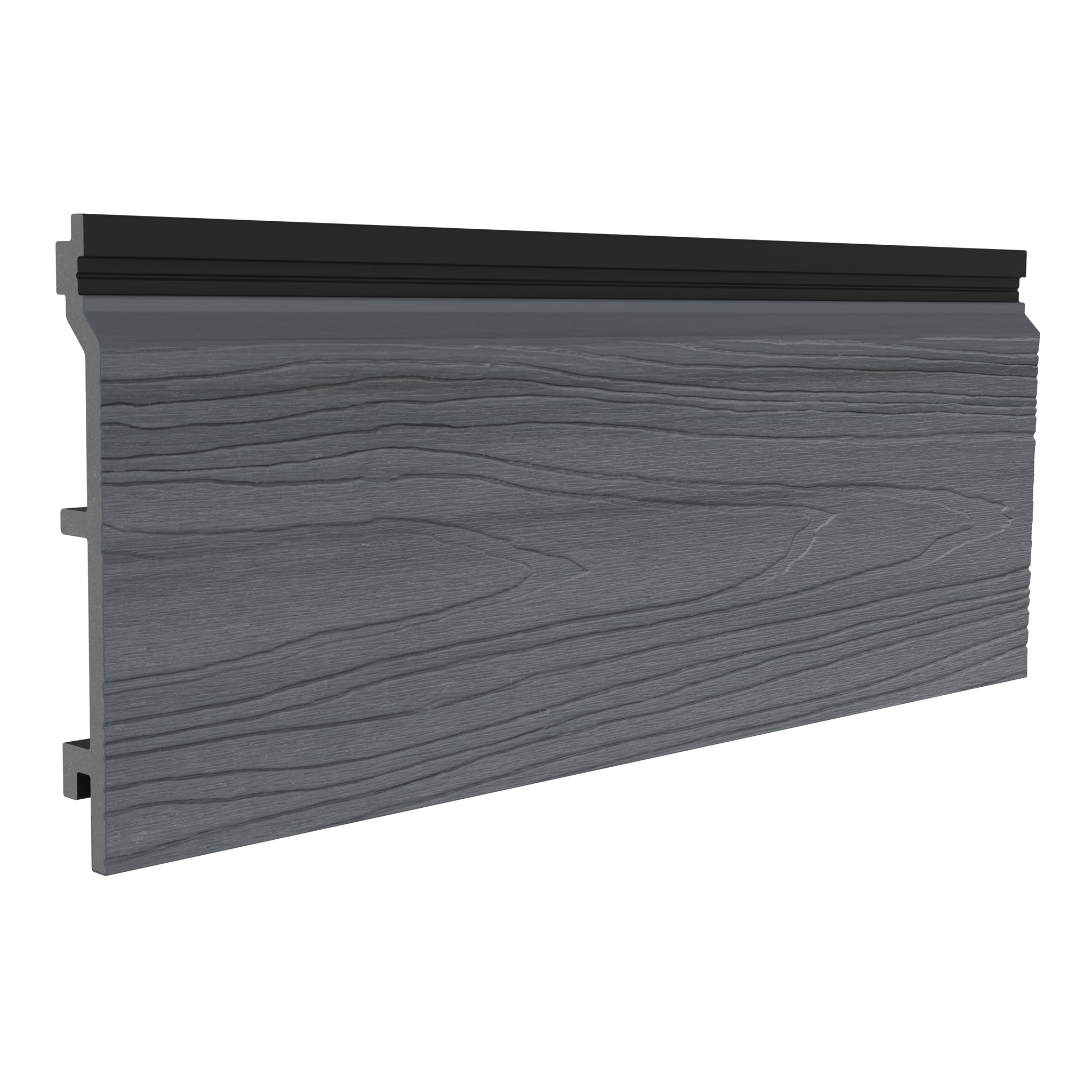 NeoTimber Deluxe Woodgrain Composite Cladding Board – Grey – Angled Close Up
