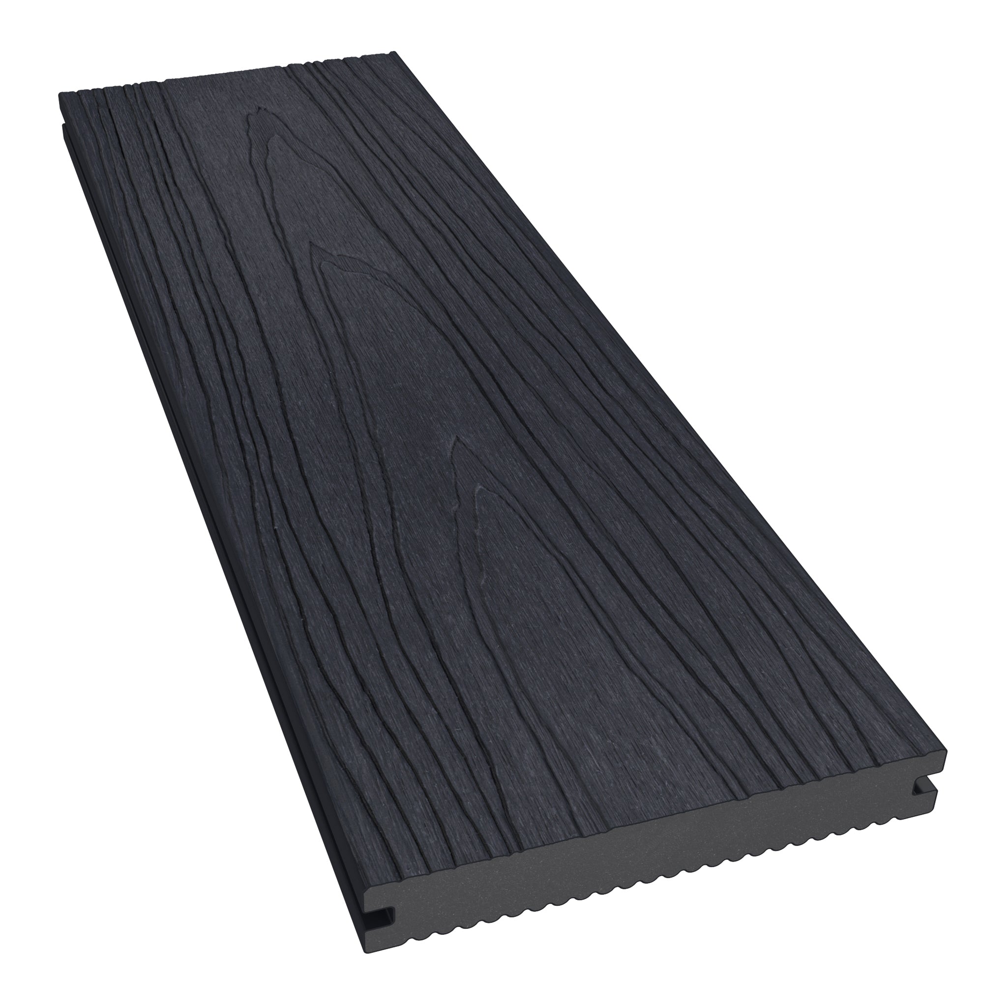 NeoTimber Deluxe Solid Composite Deck Board – Charcoal – Angled Close-Up