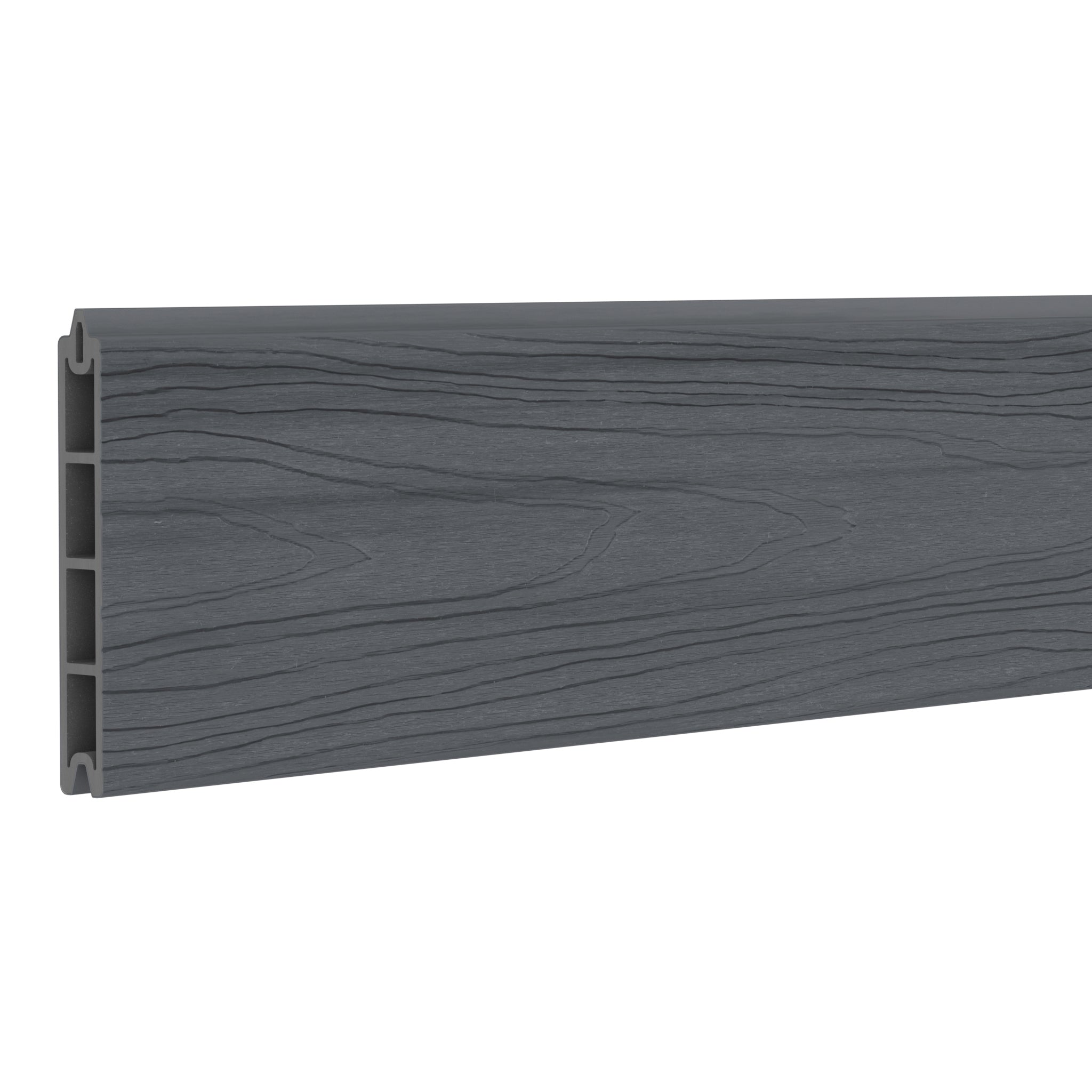 NeoTimber Deluxe Composite Fence Board - Grey - Angled Close Up - Woodgrain