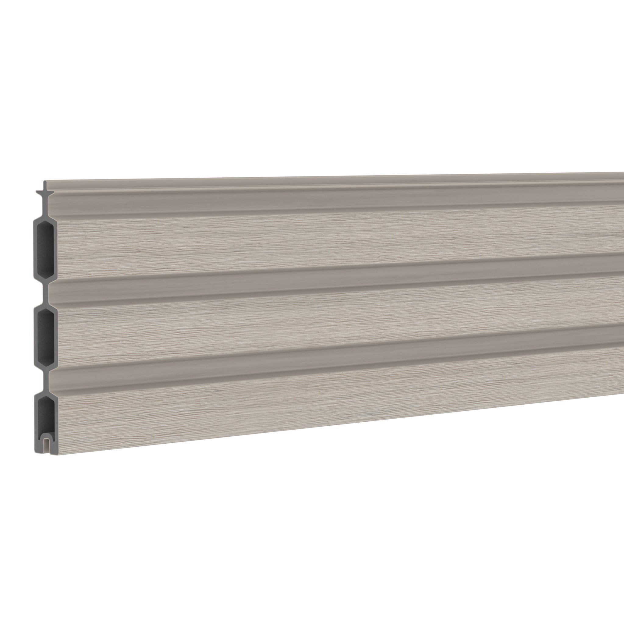 NeoTimber Slatted Composite Fence Board - Ash White - Angled Close Up