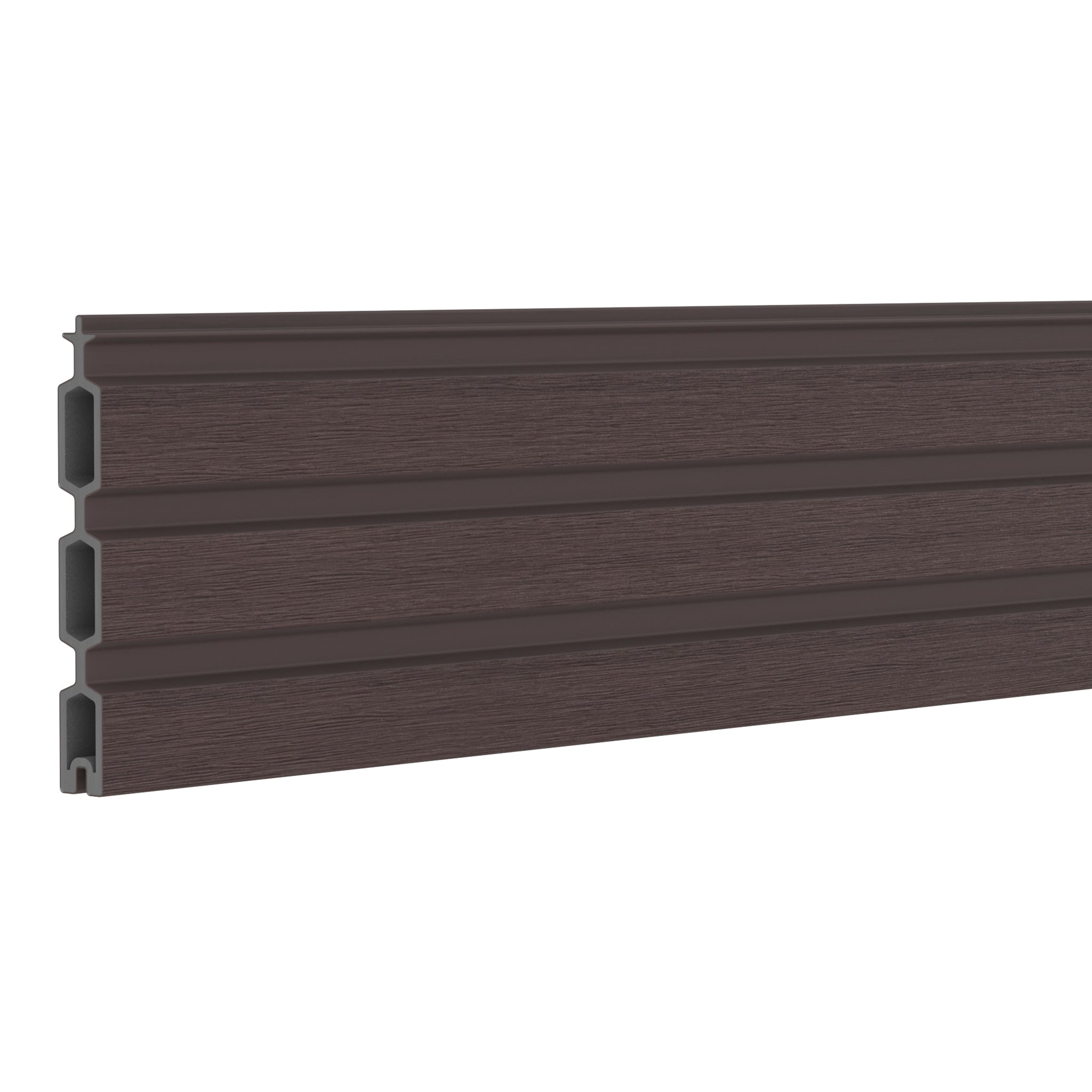 NeoTimber Slatted Composite Fence Board - Chocolate Brown - Angled Close Up