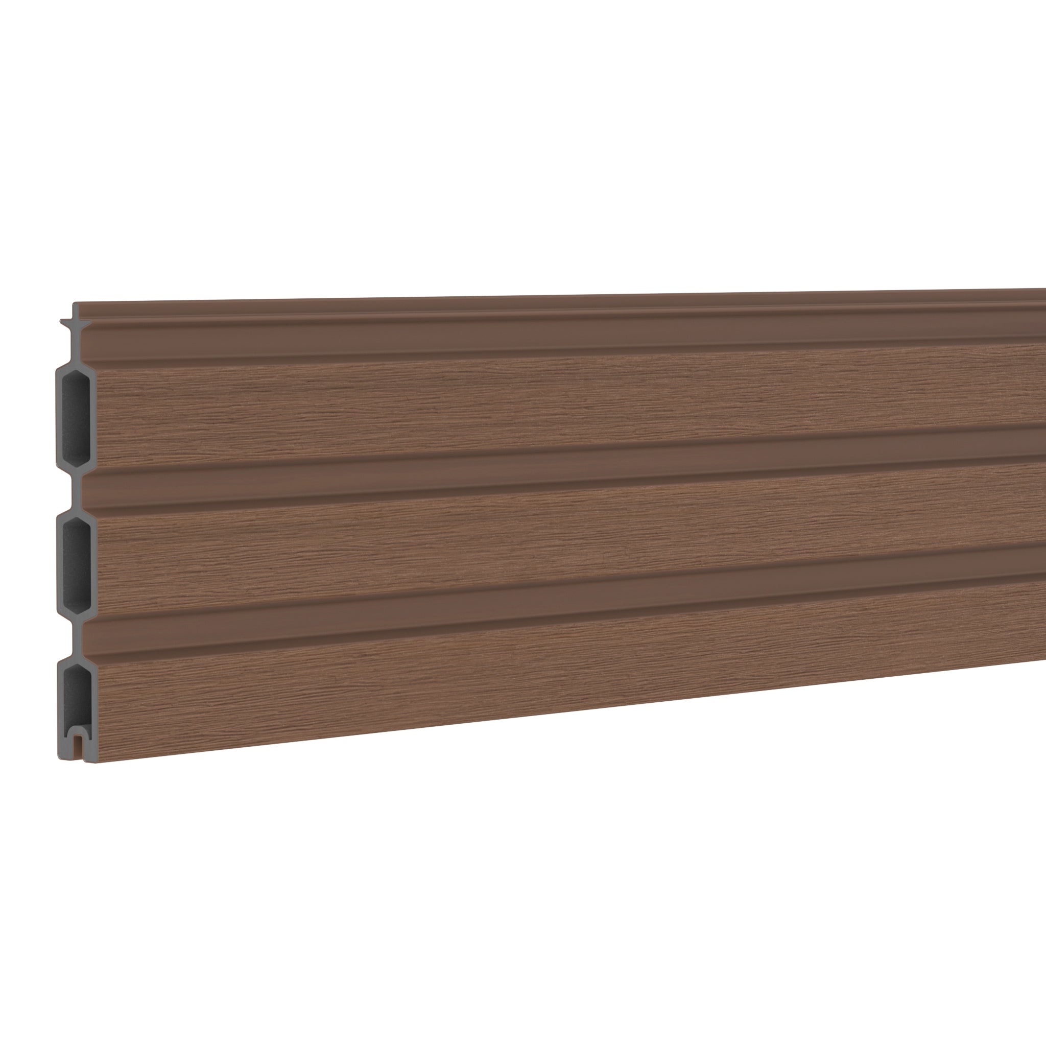 NeoTimber Slatted Composite Fence Board - Teak - Angled Close Up