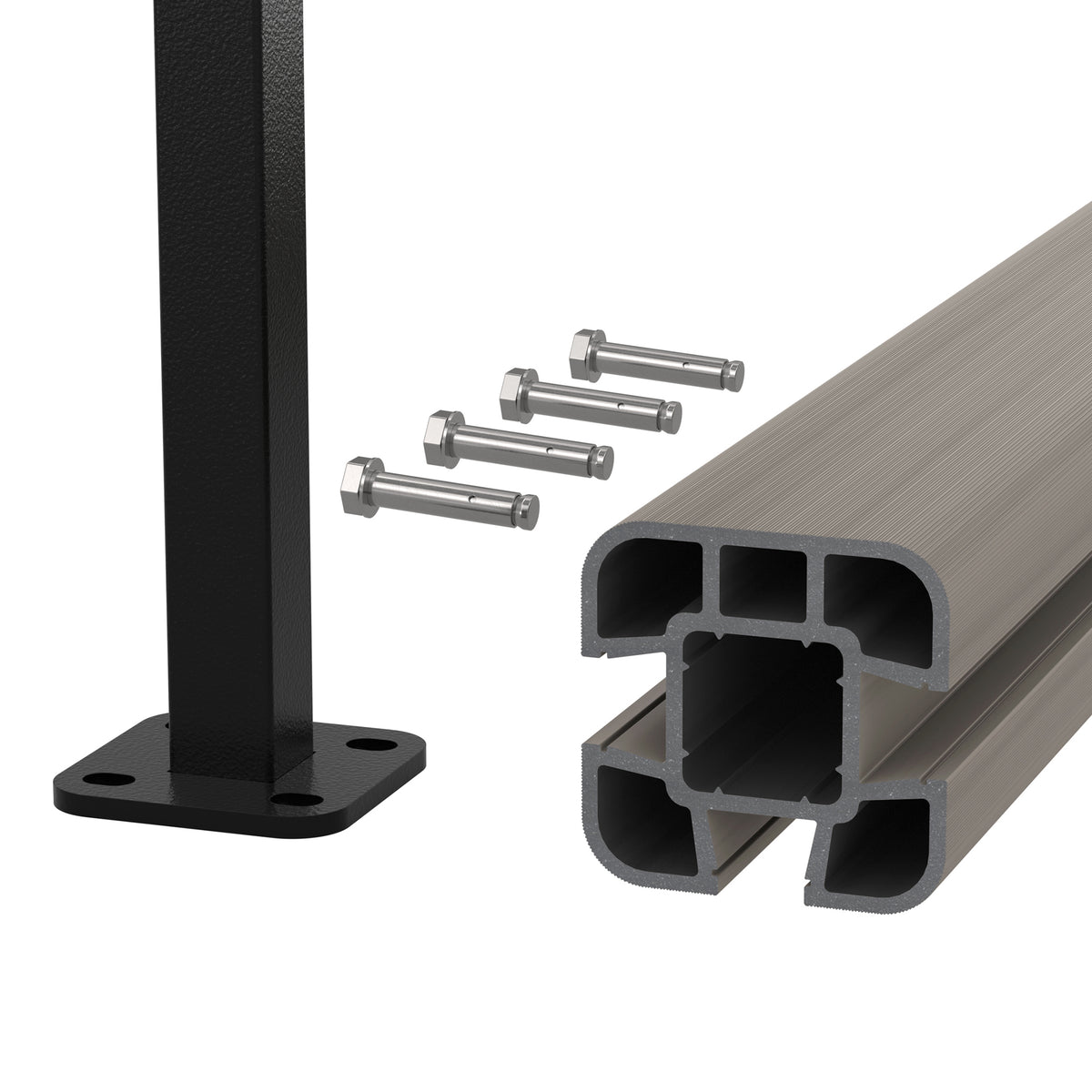 NeoTimber Composite Fence Post Set - Hard Ground - Antique - Angled Close Up