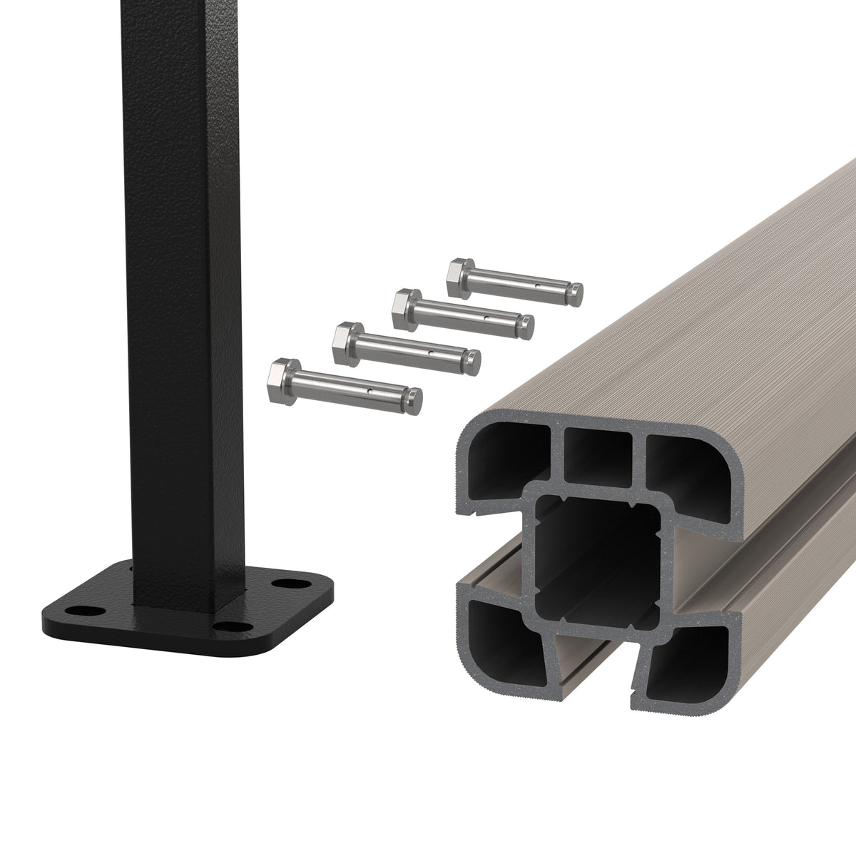 NeoTimber Composite Fence Post Set - Hard Ground - Ash White - Angled Close Up