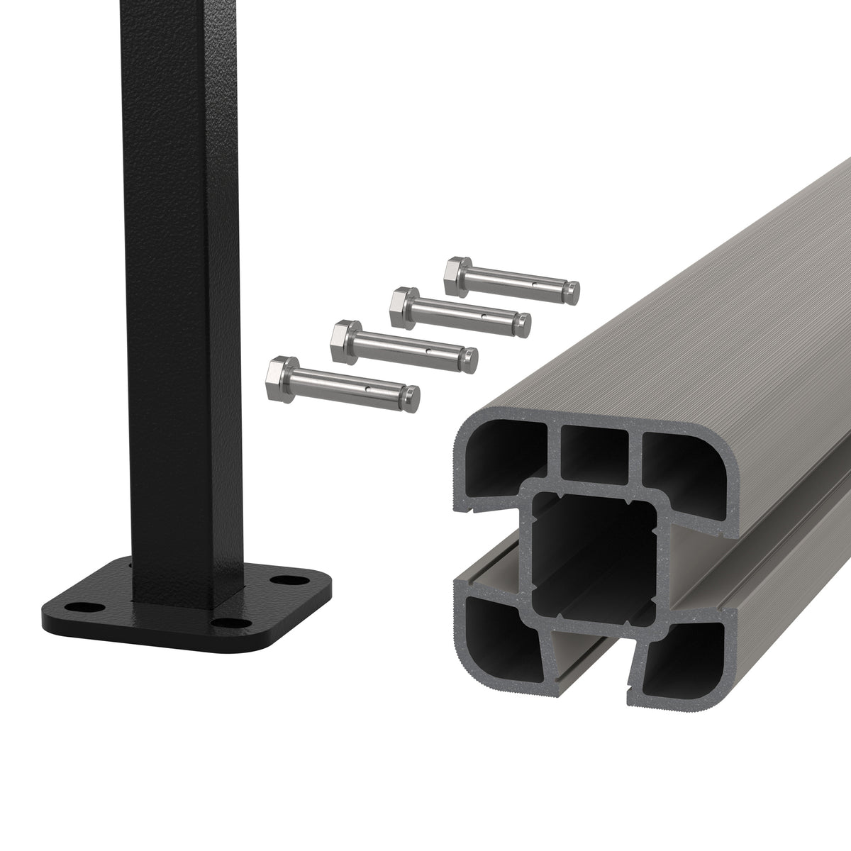 NeoTimber Composite Fence Post Set - Hard Ground - Silver Birch