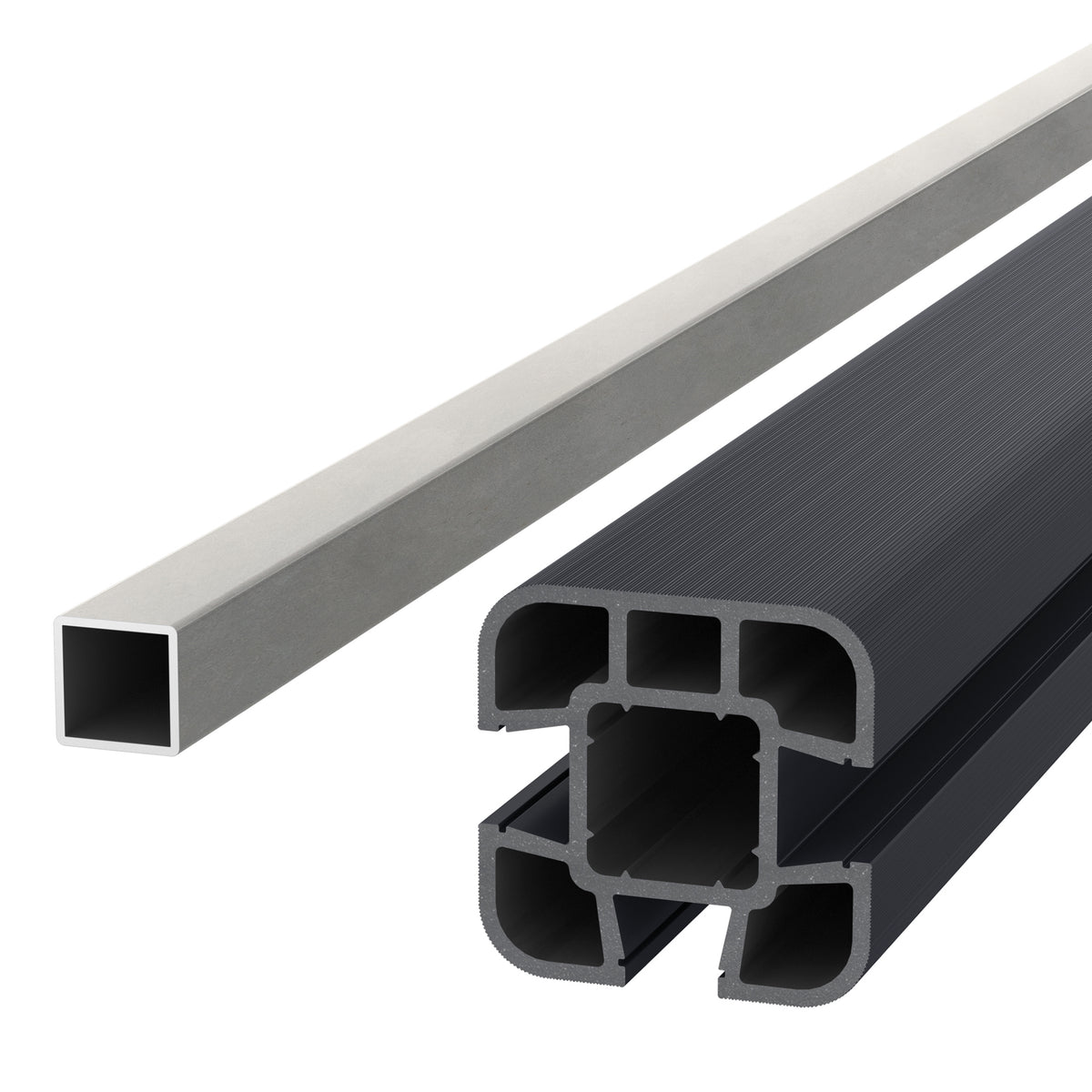 NeoTimber Composite Fence Post Set - Soft Ground - Charcoal - Angled Close-Up