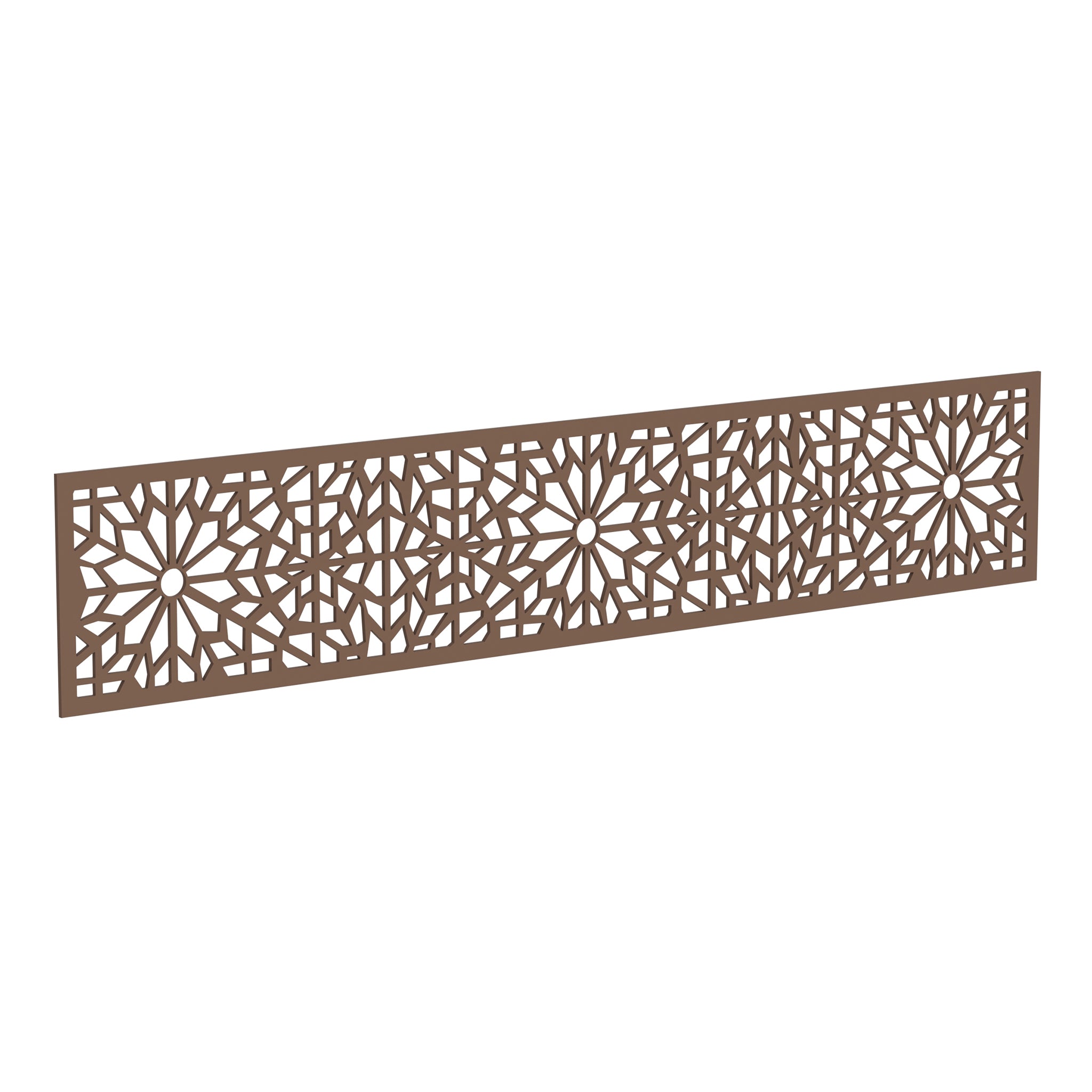 NeoTimber Geometric Fence Screen - Teak - Angled Close-Up