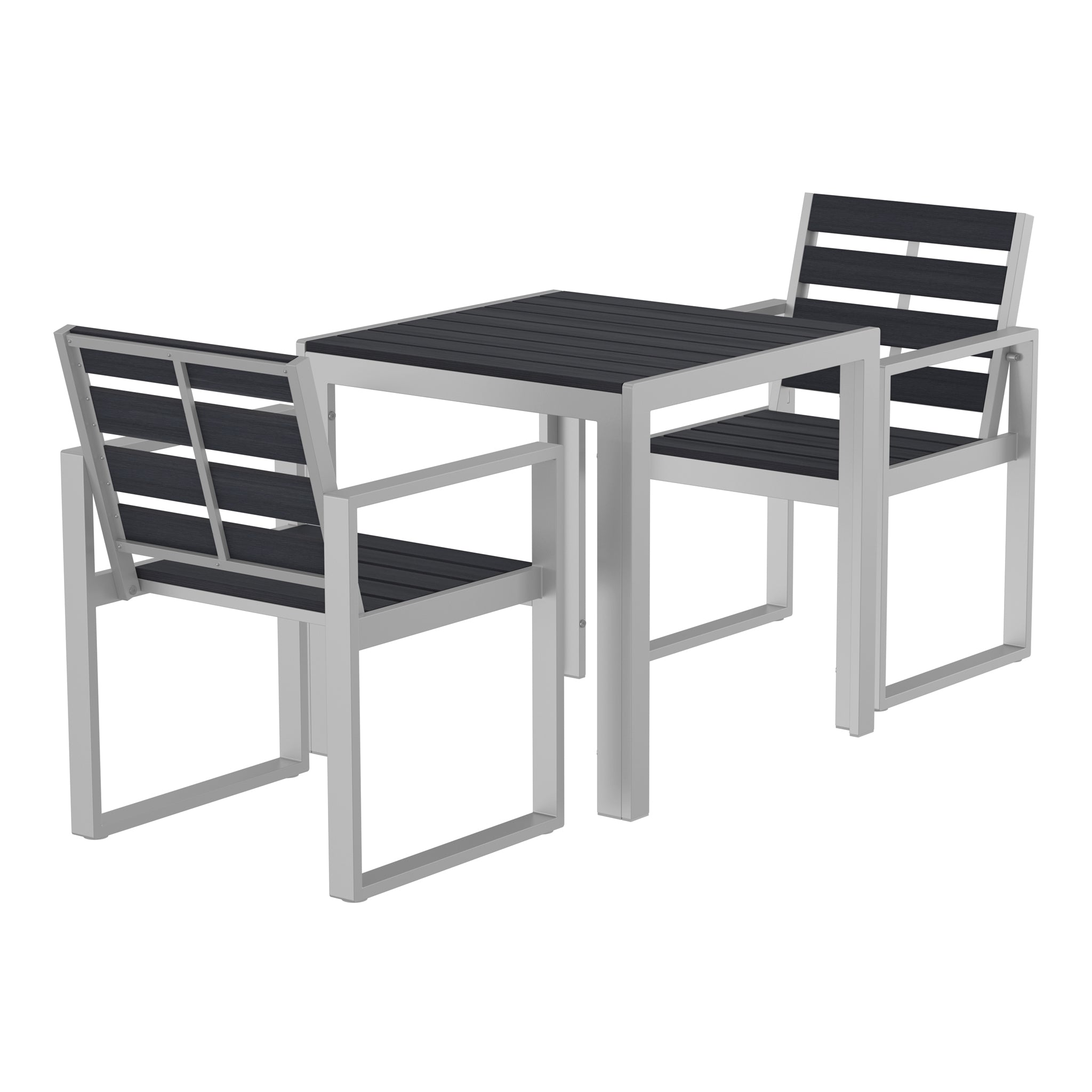 NeoTimber 2-Seater Composite Patio Furniture Set - Charcoal  – Angled Close Up