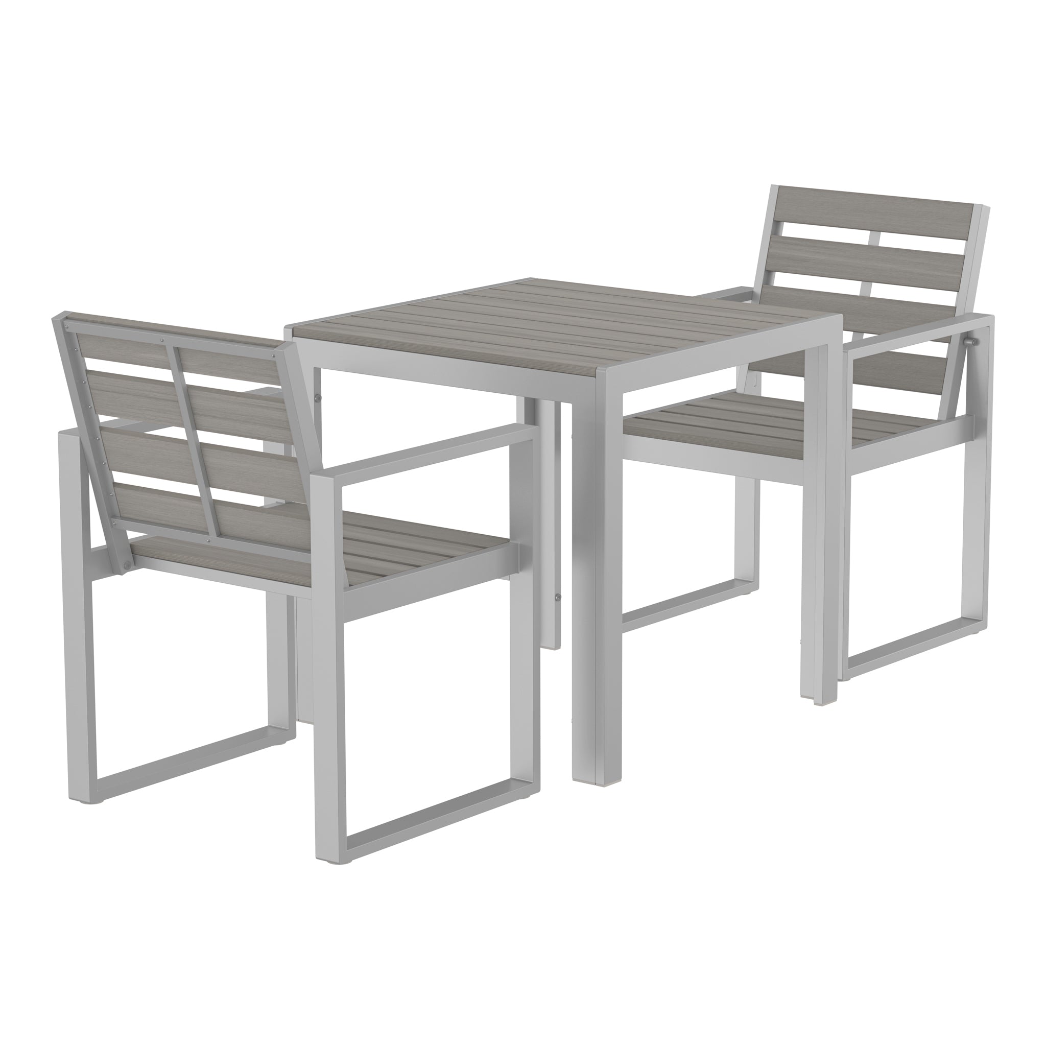 NeoTimber 2-Seater Composite Patio Furniture Set - Silver Birch – Angled Close Up