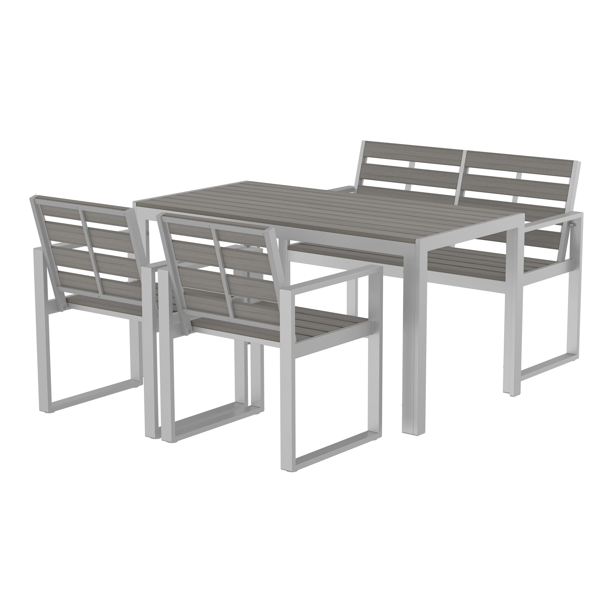 NeoTimber 4-Seater Composite Patio Furniture Set – Antique – Angled Close Up