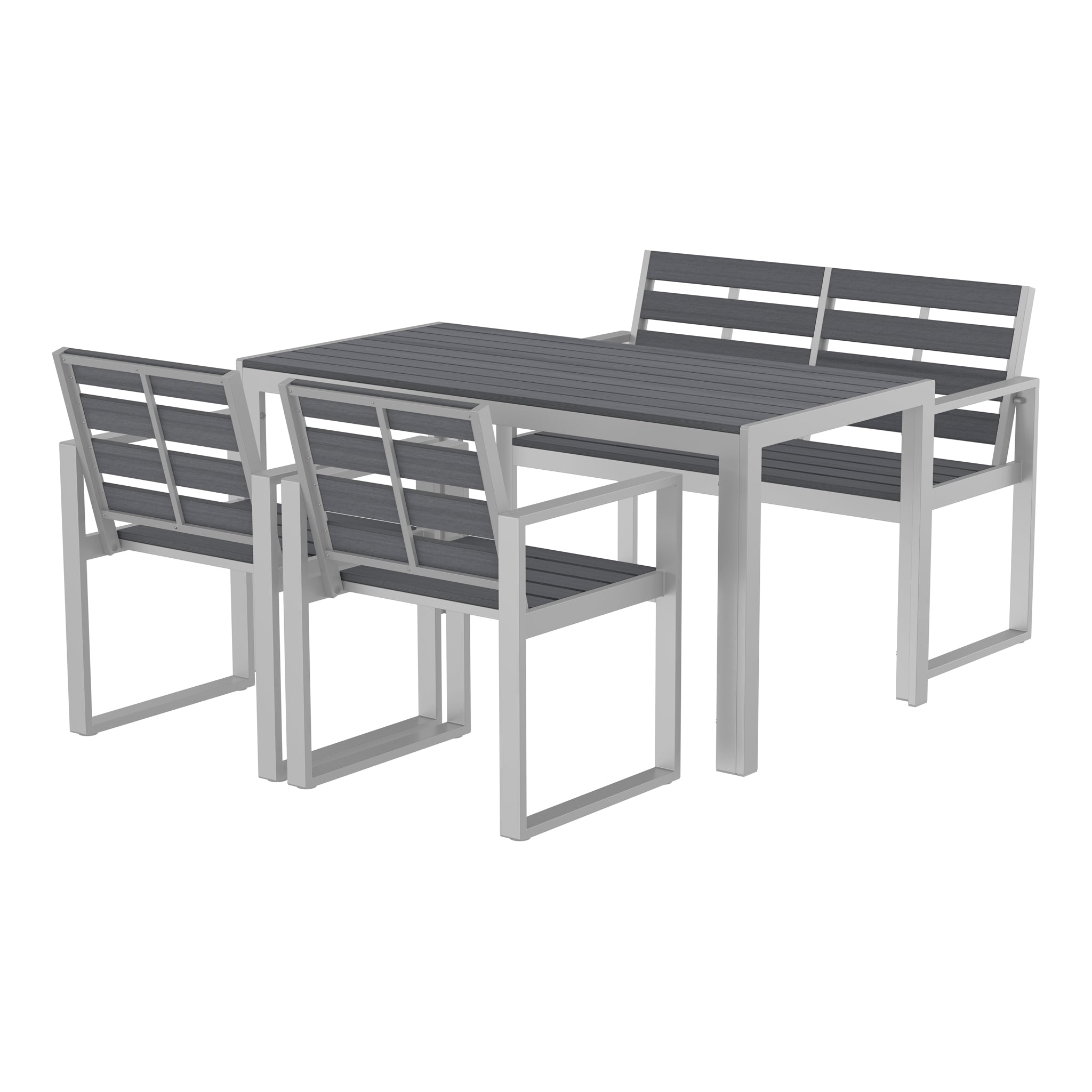 NeoTimber 4-Seater Composite Patio Furniture Set – Grey – Angled Close Up