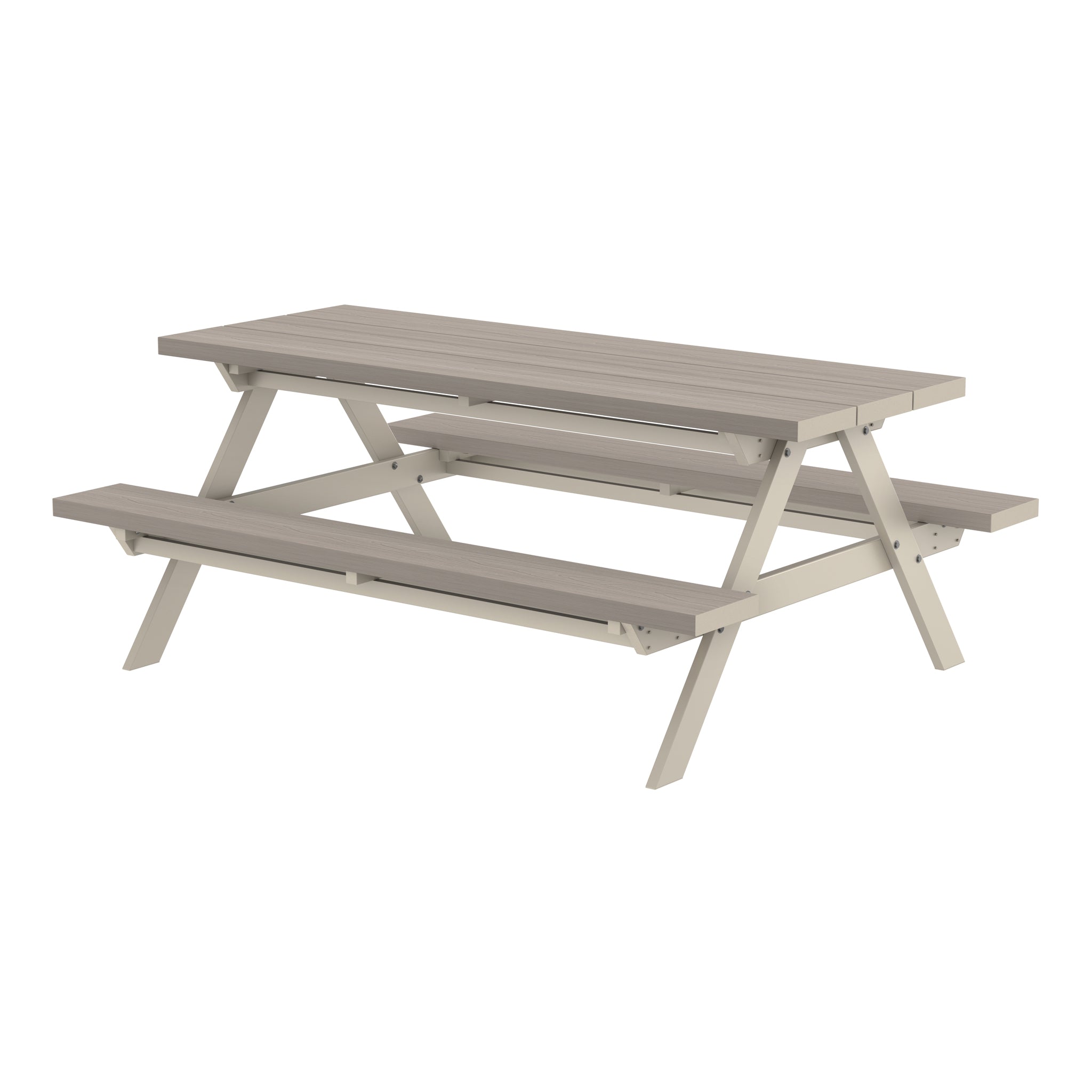 NeoTimber Composite Picnic Table – Ash White – Angled Close Up