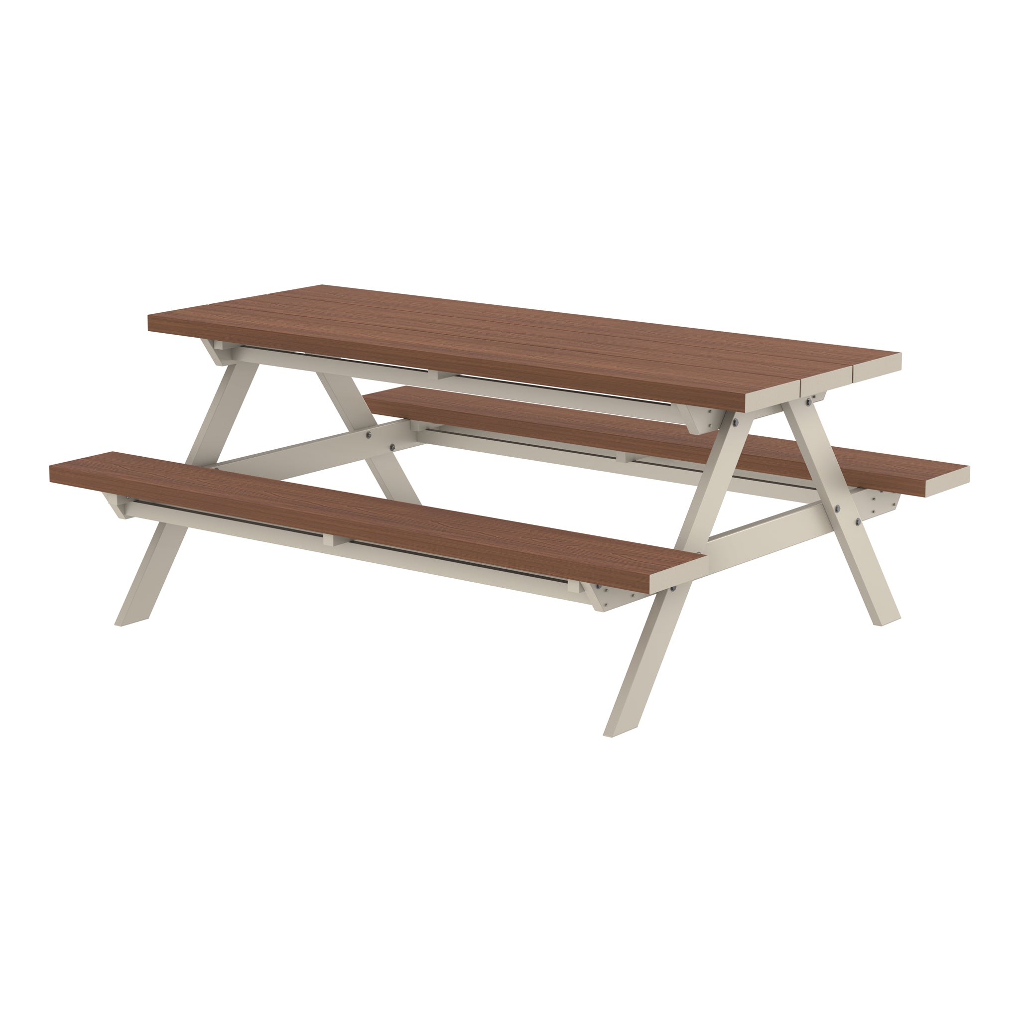 NeoTimber Composite Picnic Table – Teak – Angled Close Up