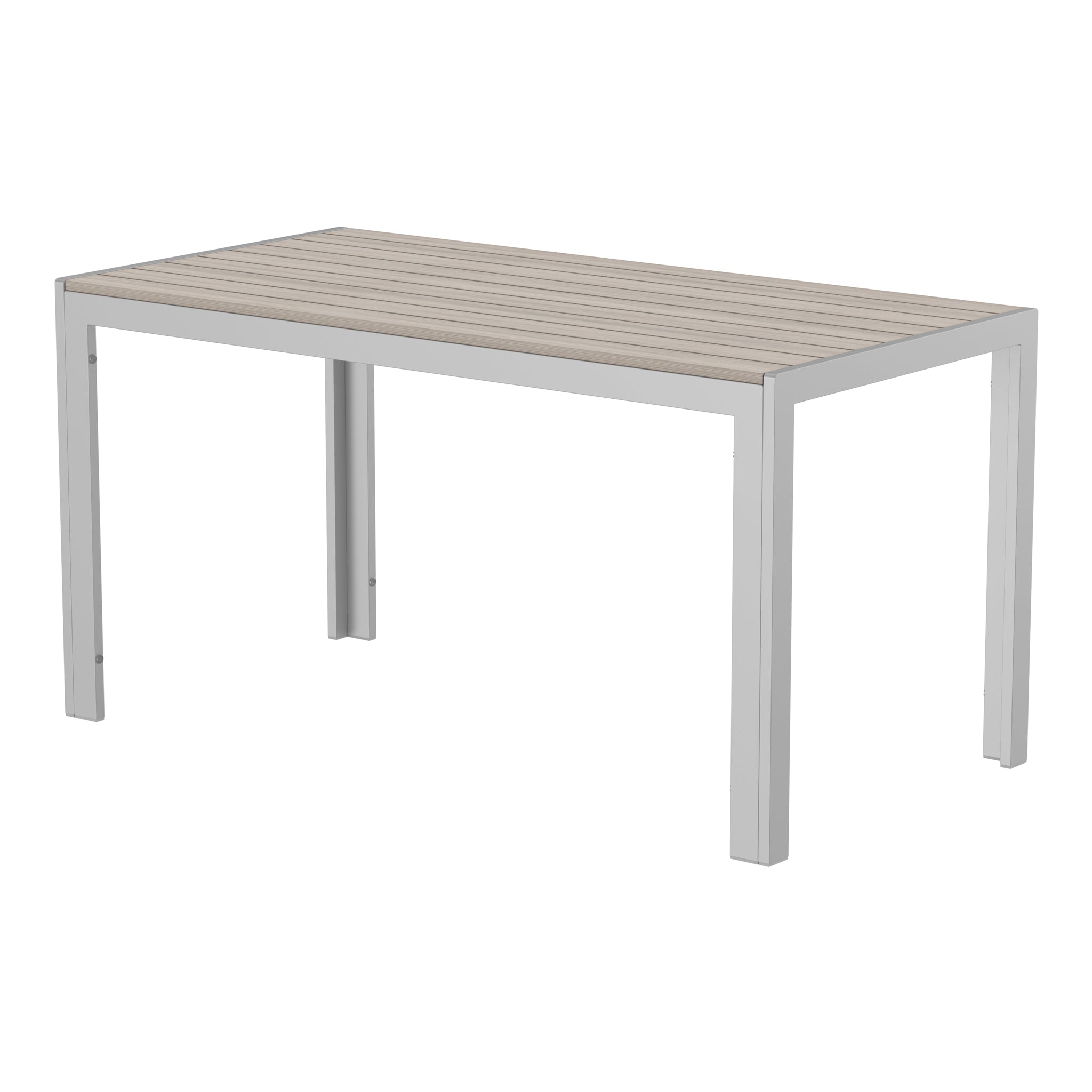 NeoTimber Composite Rectangular Table – Ash White – Angled Close-Up