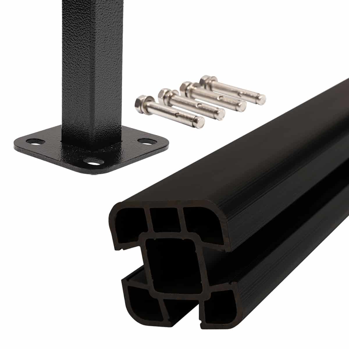Composite Fence Post Set - Hard Ground - Charcoal
