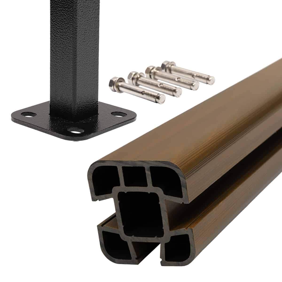 Composite Fence Post Set - Hard Ground - Teak