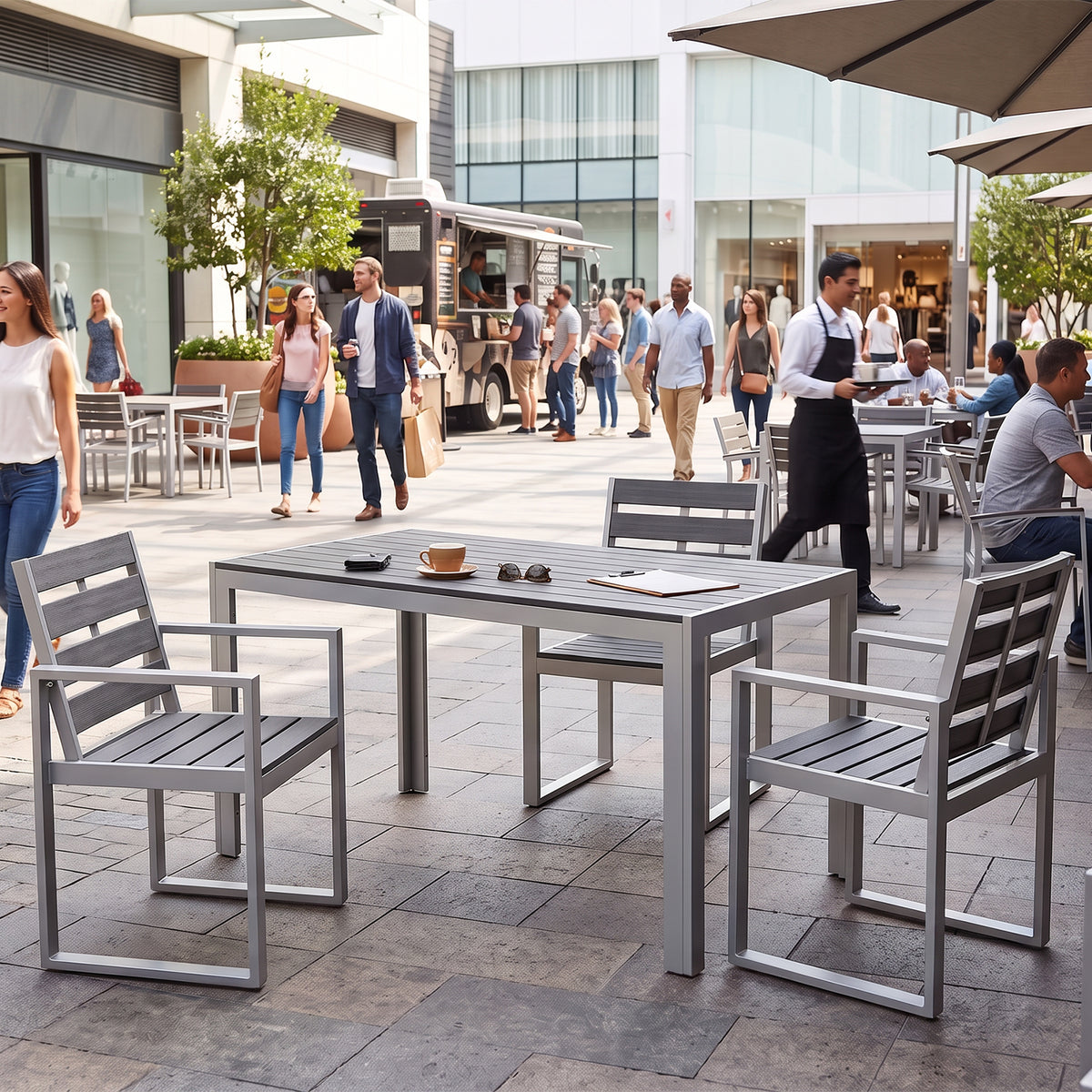 Composite Rectangular Table – Strong 21.25kg Design with Capped Composite Boards and Rust-Resistant Aluminium Frame