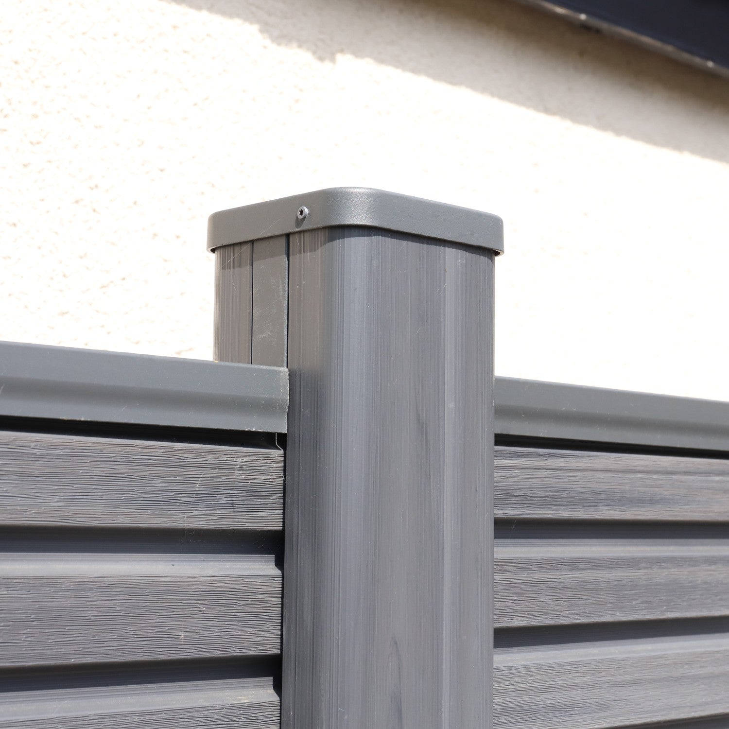 NeoTimber® Slatted Composite Fence Panel Set with Contemporary Screen – Premium Composite Posts