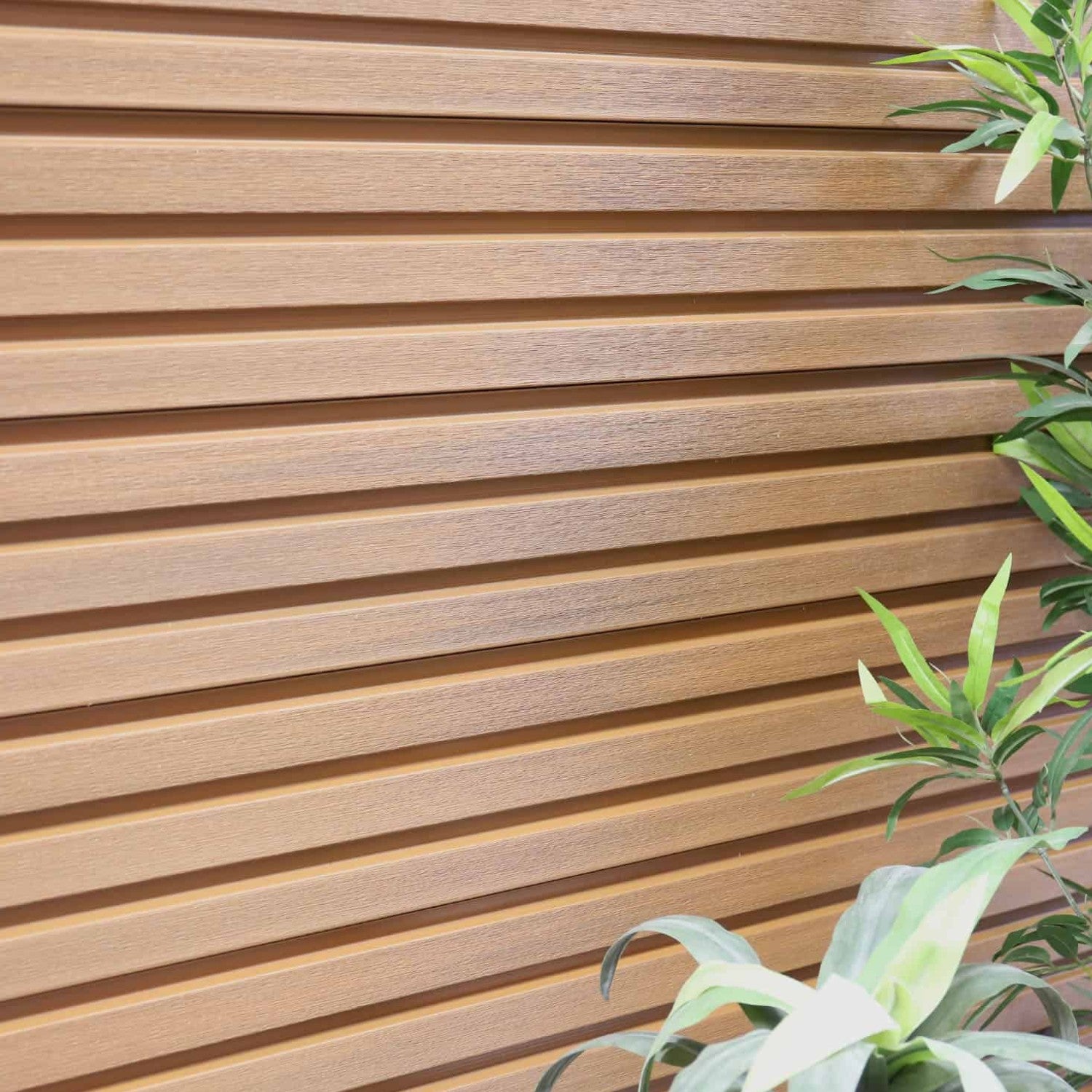 NeoTimber® Slatted Composite Fence Panel Set with Contemporary Screen – Slatted Batten Finish