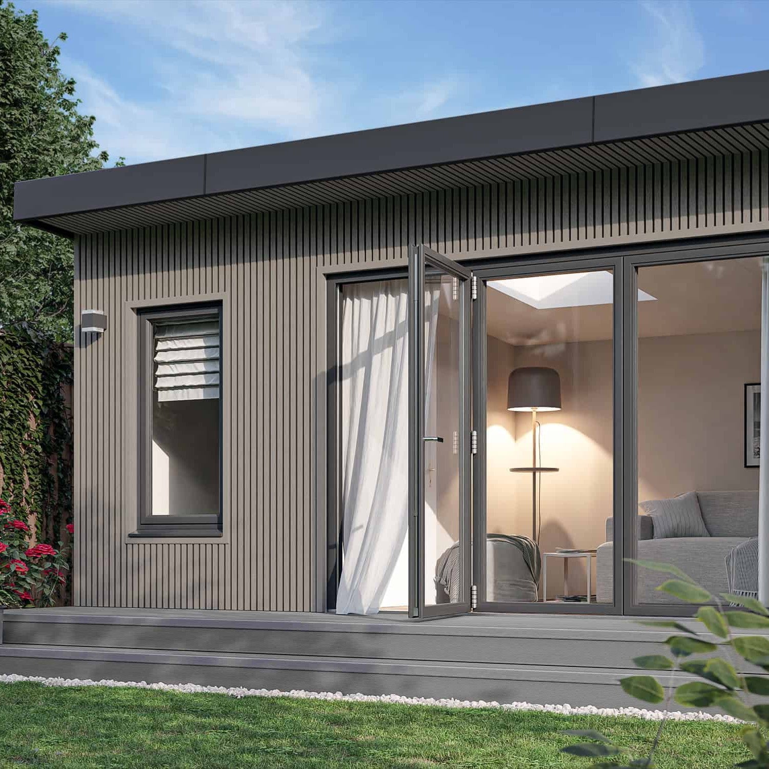NeoTimber Slatted Composite Cladding Board - Silver Birch
