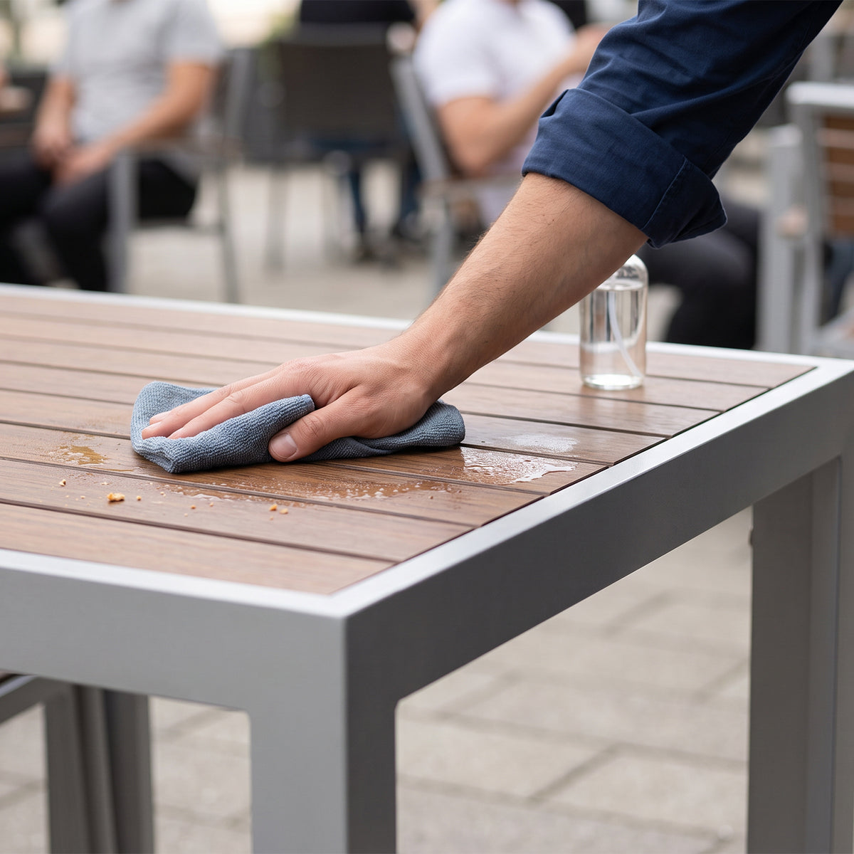 Composite Square Table – Stain and Spill Resistant Surface for Easy, Low-Maintenance Cleaning